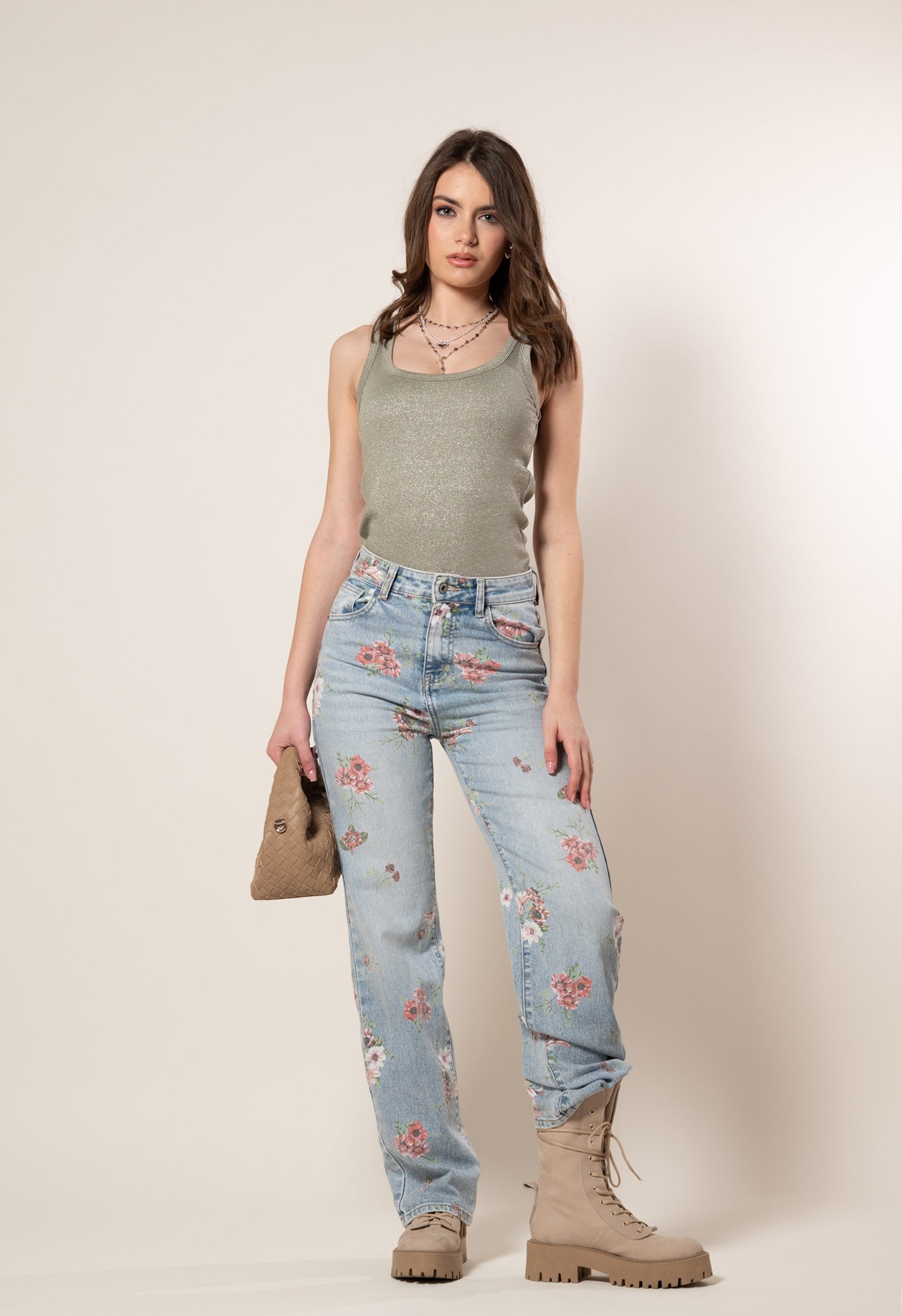 Canotta Lurex|Colore:Salvia