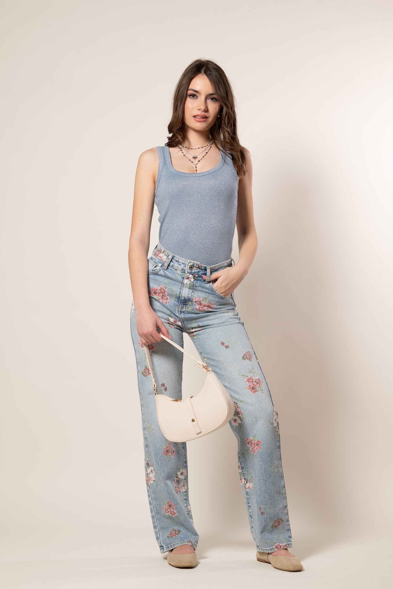 Canotta Lurex|Colore:Denim