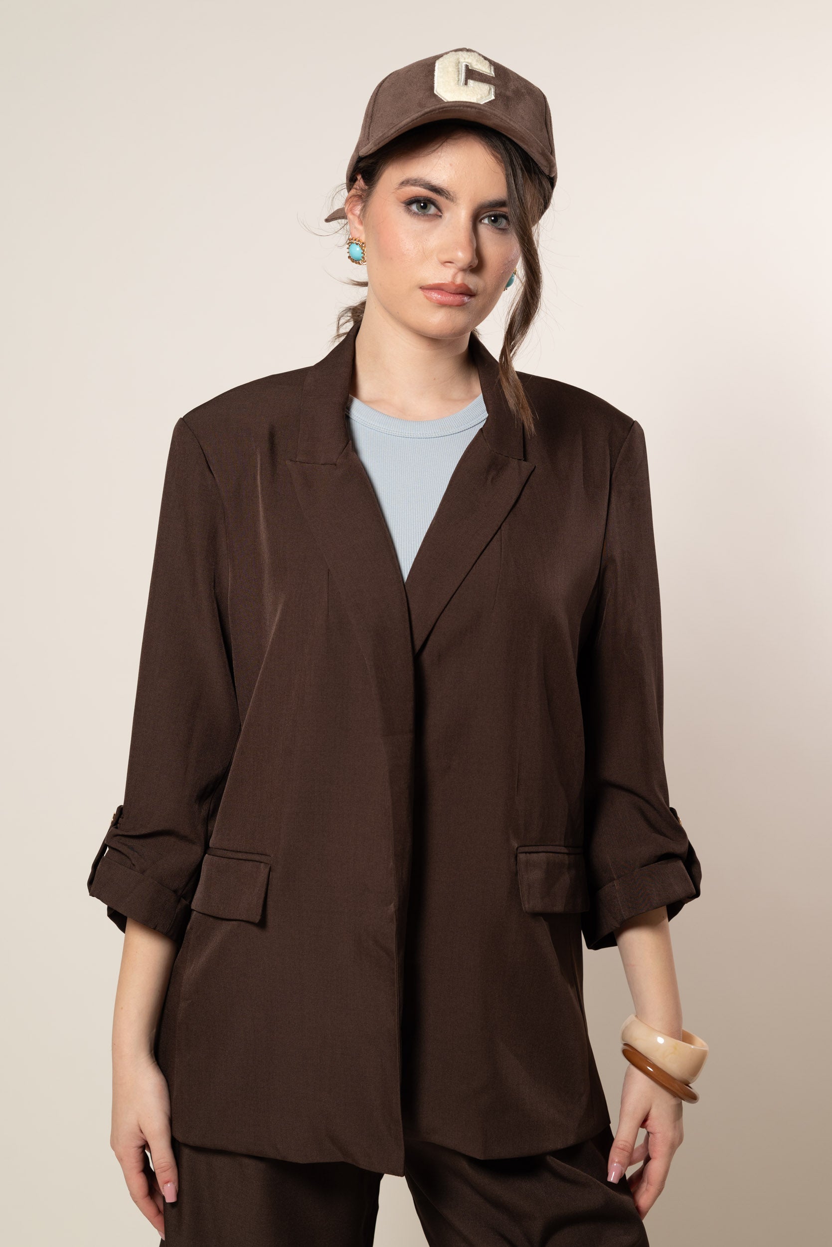 Blazer lose fit|Colore:Marrone