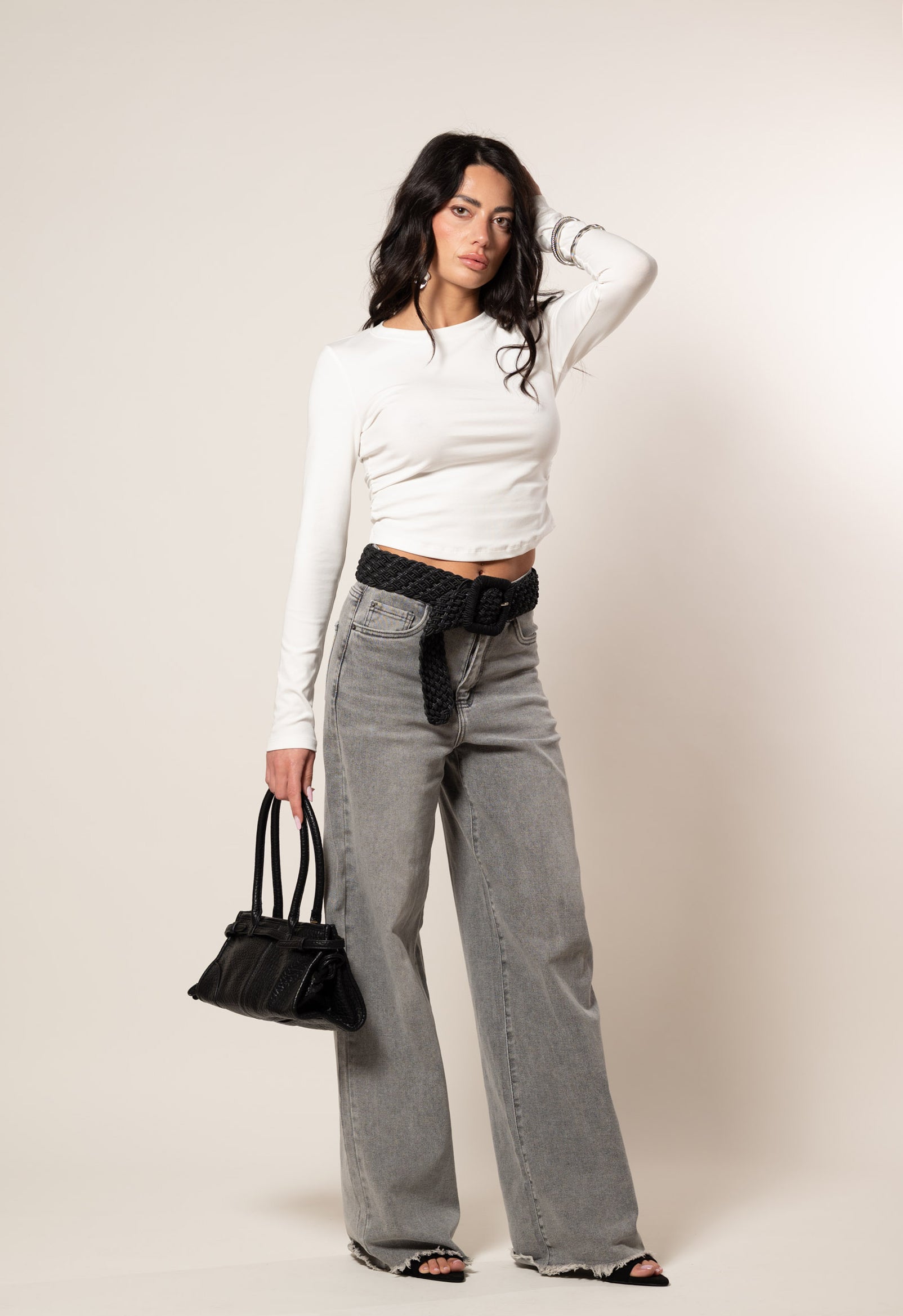 T-Shirt con fondo ovale|Colore:Bianco