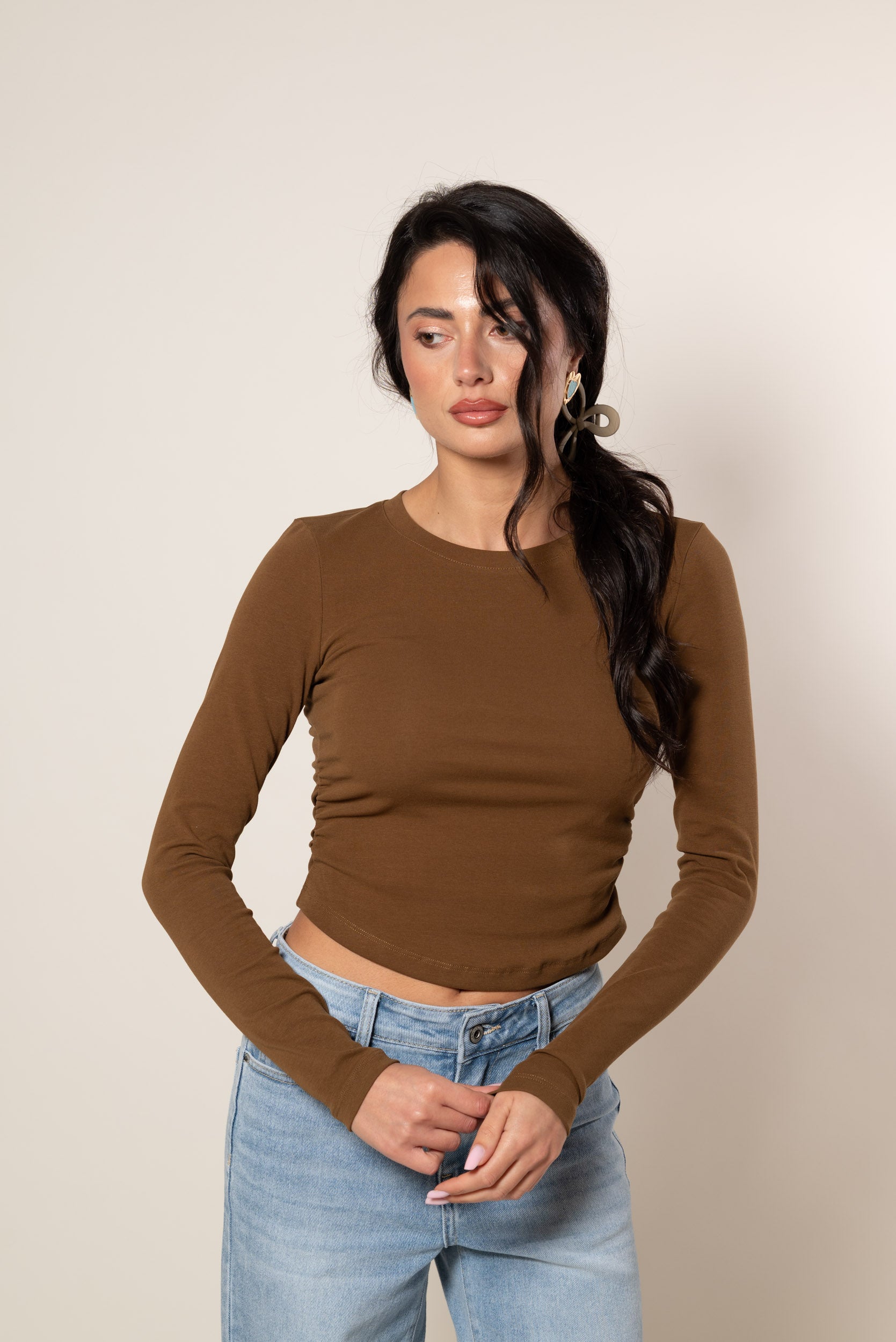 T-Shirt con fondo ovale|Colore:Verde oliva