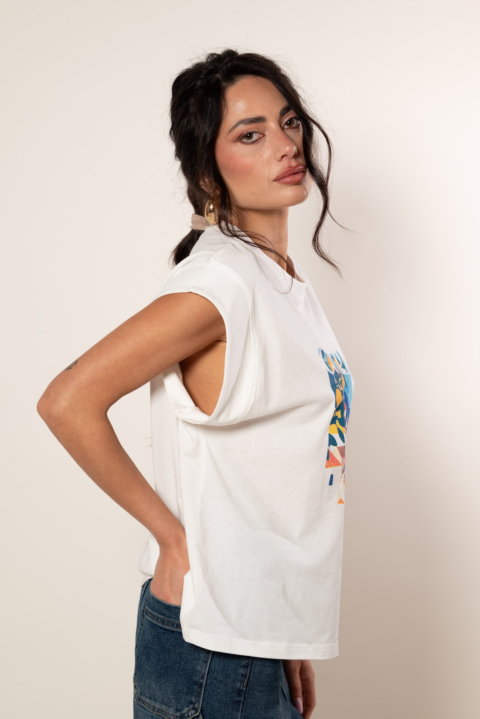 T-shirt Positano|Colore:Bianco latte