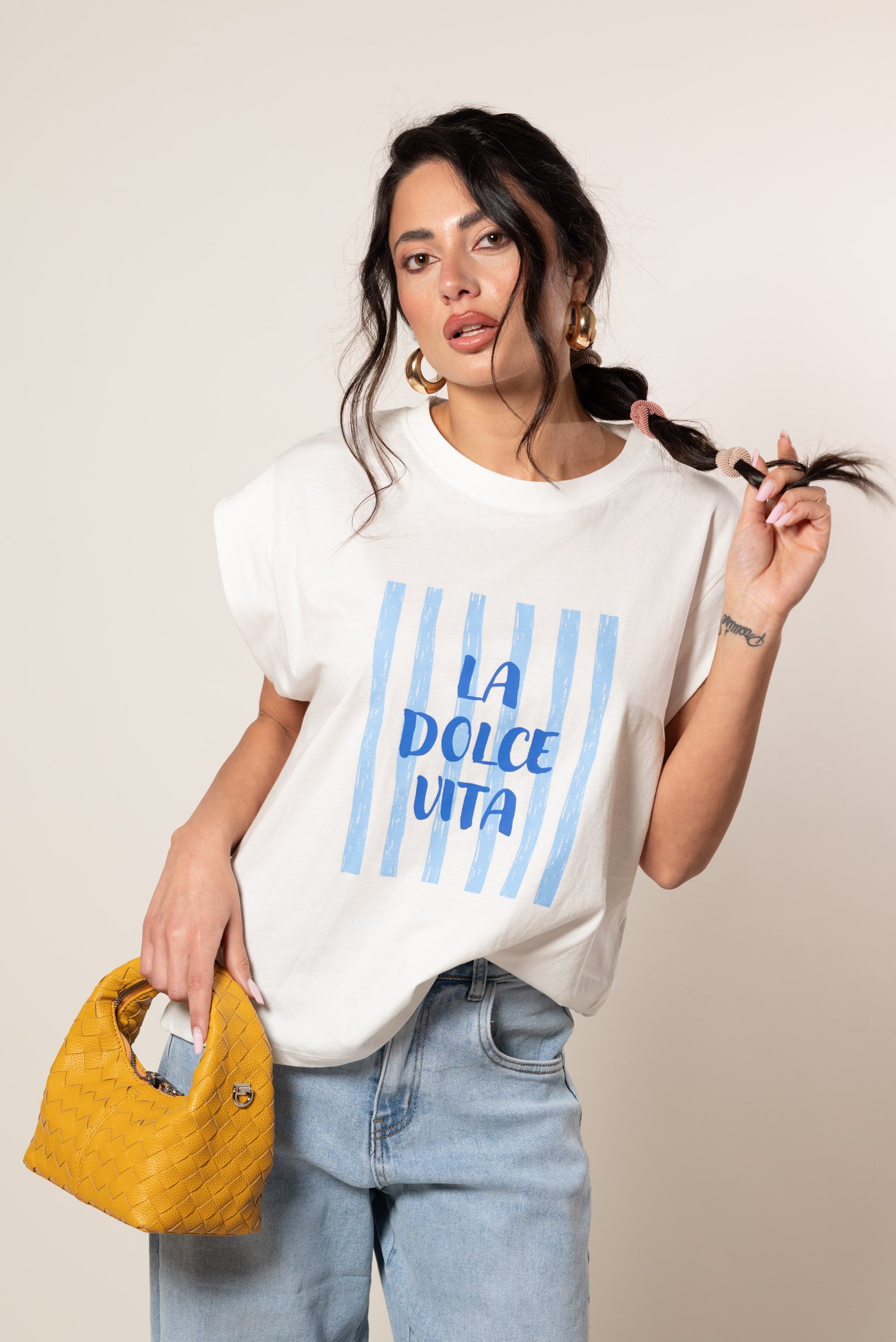 T-shirt la dolce vita|Colore:Bianco latte
