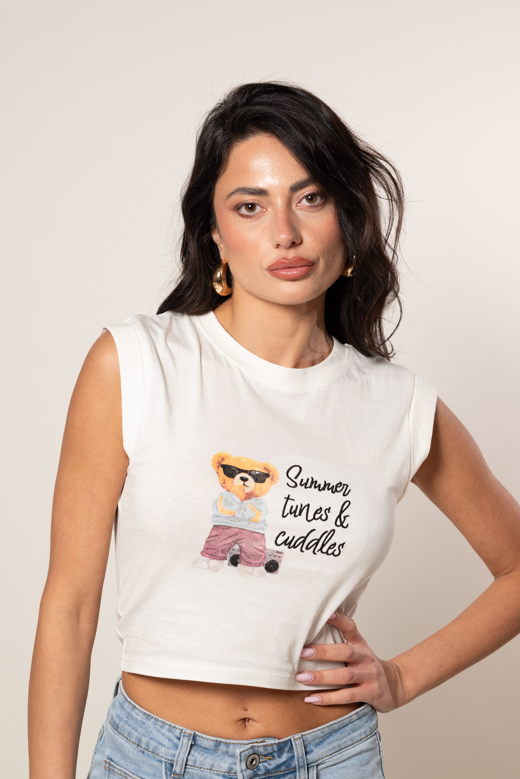 T - Shirt teddy|Colore:Bianco latte