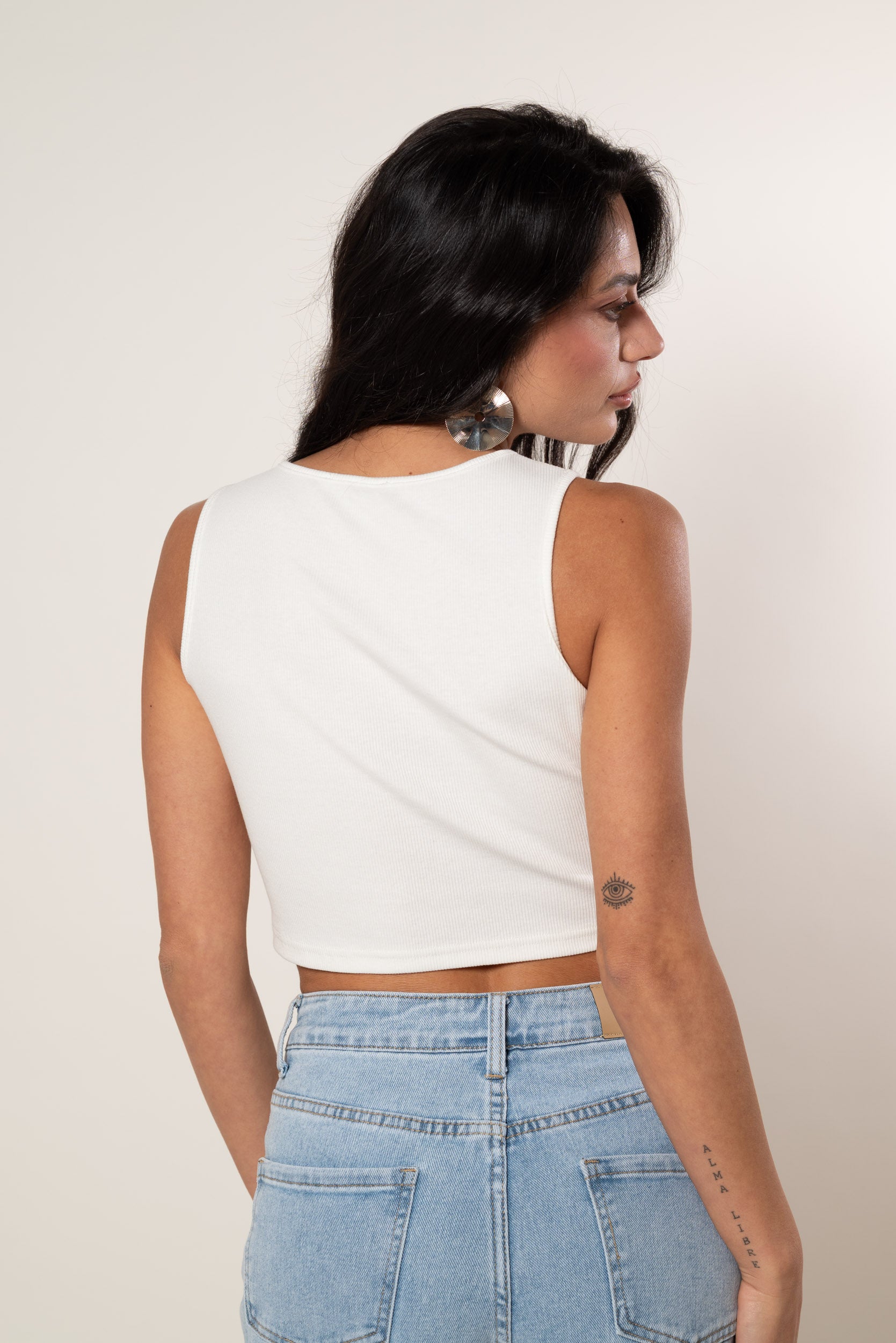 Top con nodo|Colore:Bianco latte