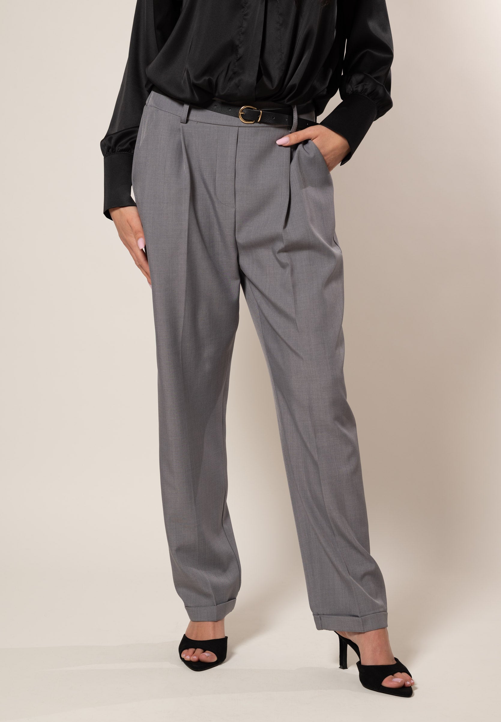 Pantaloni con cintura|Colore:Grigio