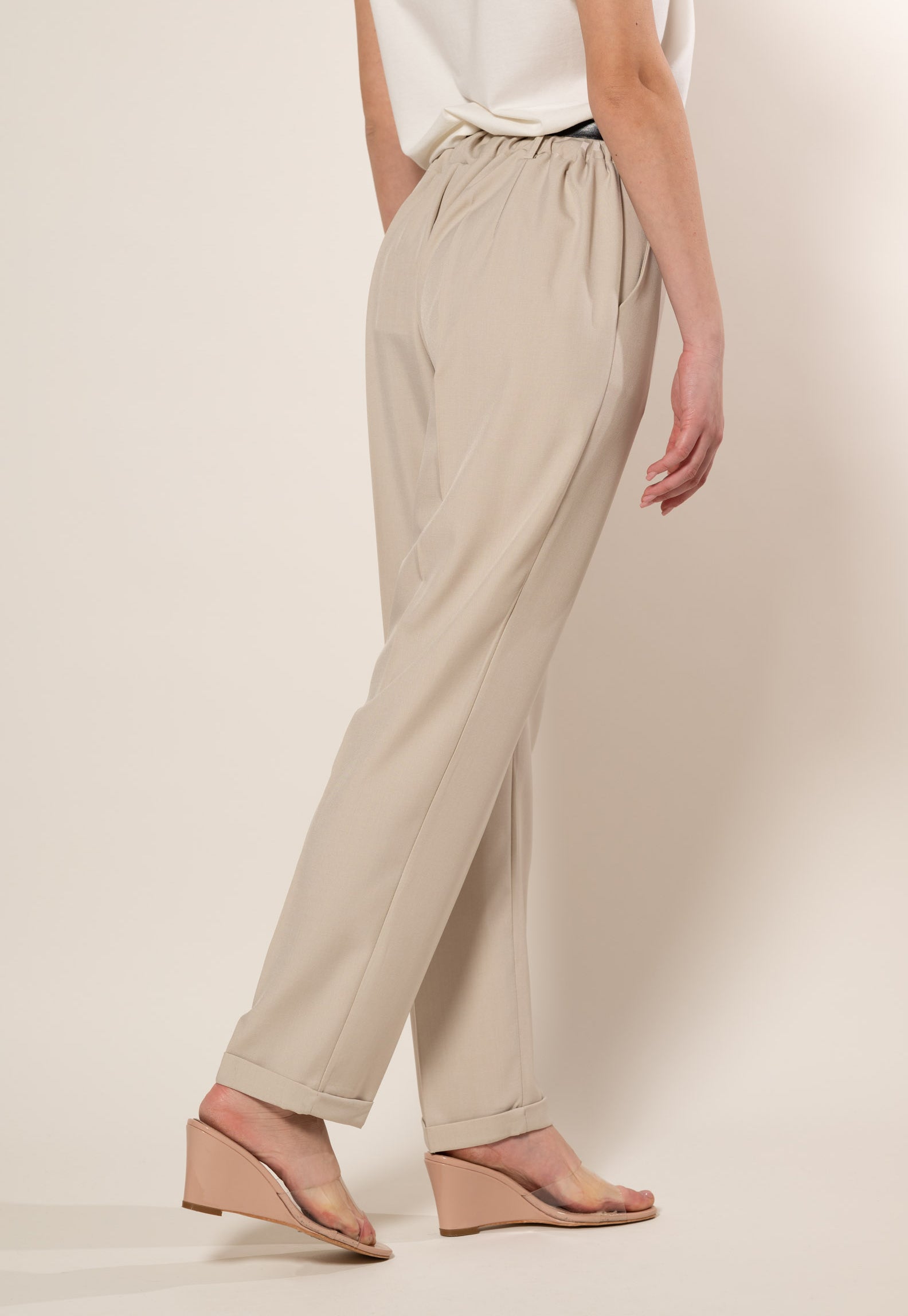 Pantaloni con cintura|Colore:Beige