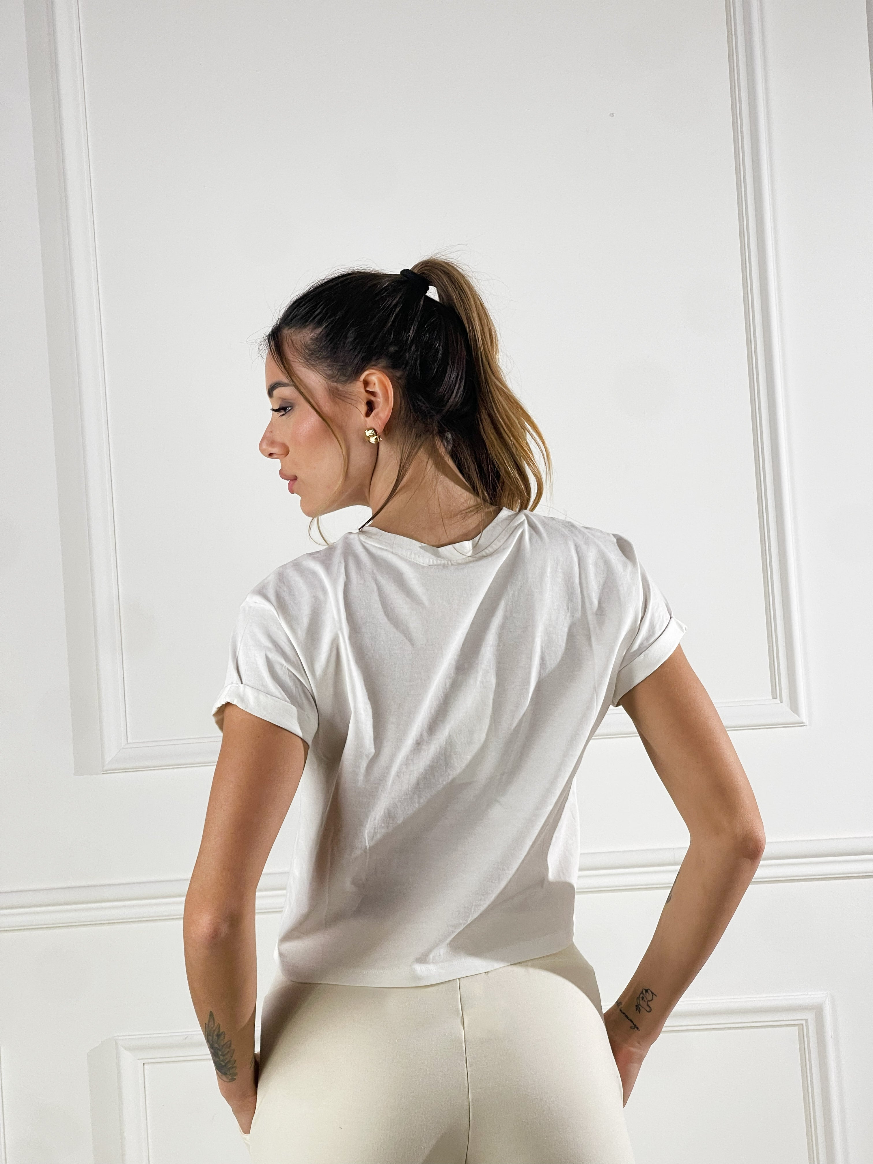 T-Shirt adoro|Colore:Bianco latte