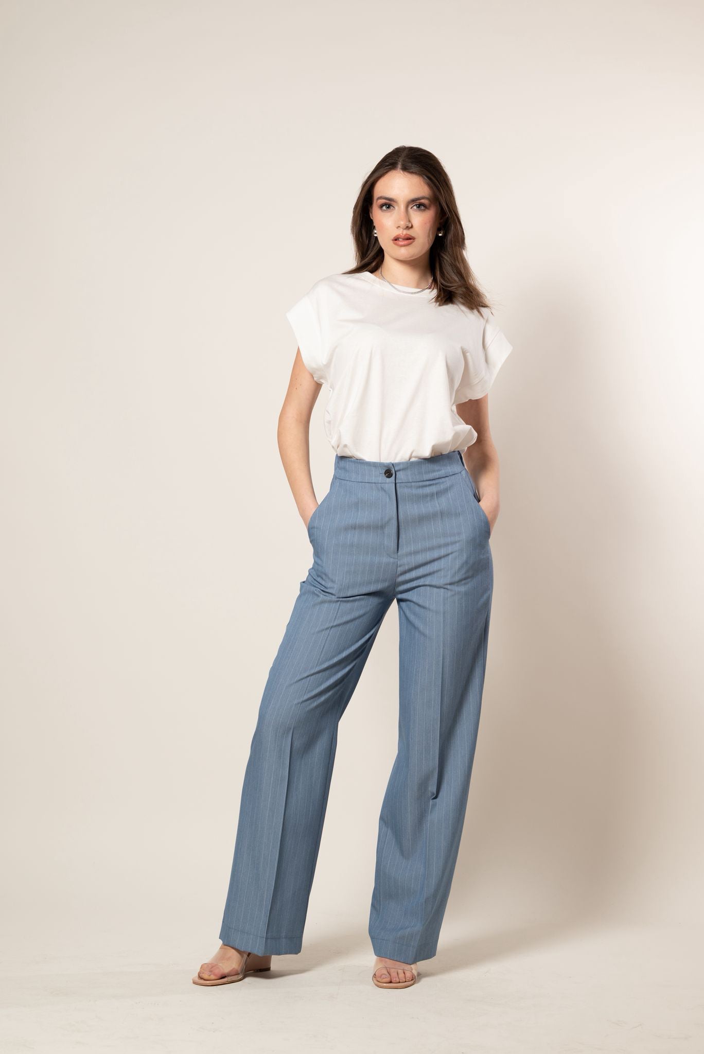 Pantalone Gessato |Colore:Jeans