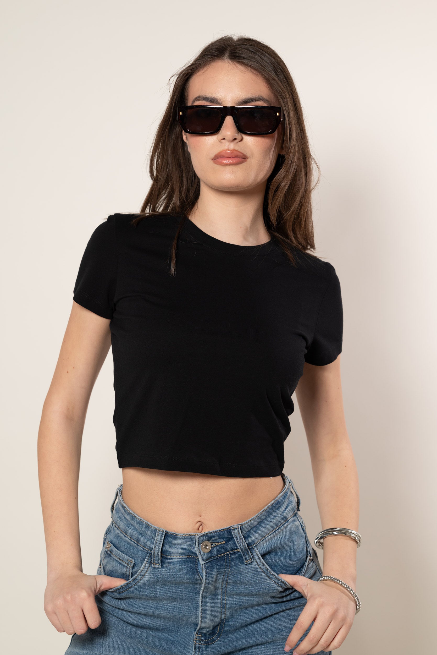 T-Shirt Crop|Colore:Nero