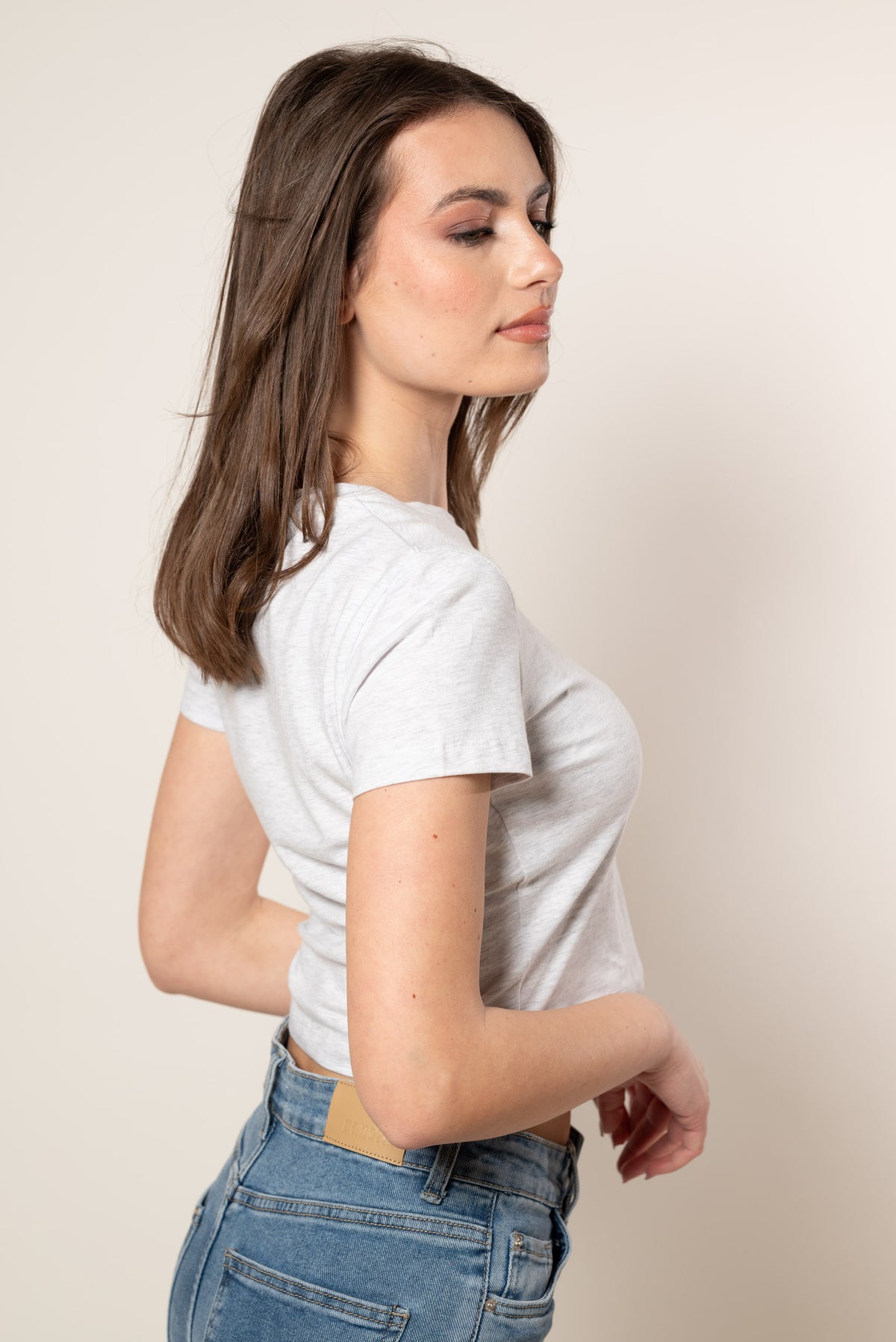 T-Shirt Crop|Colore:Grigio melange