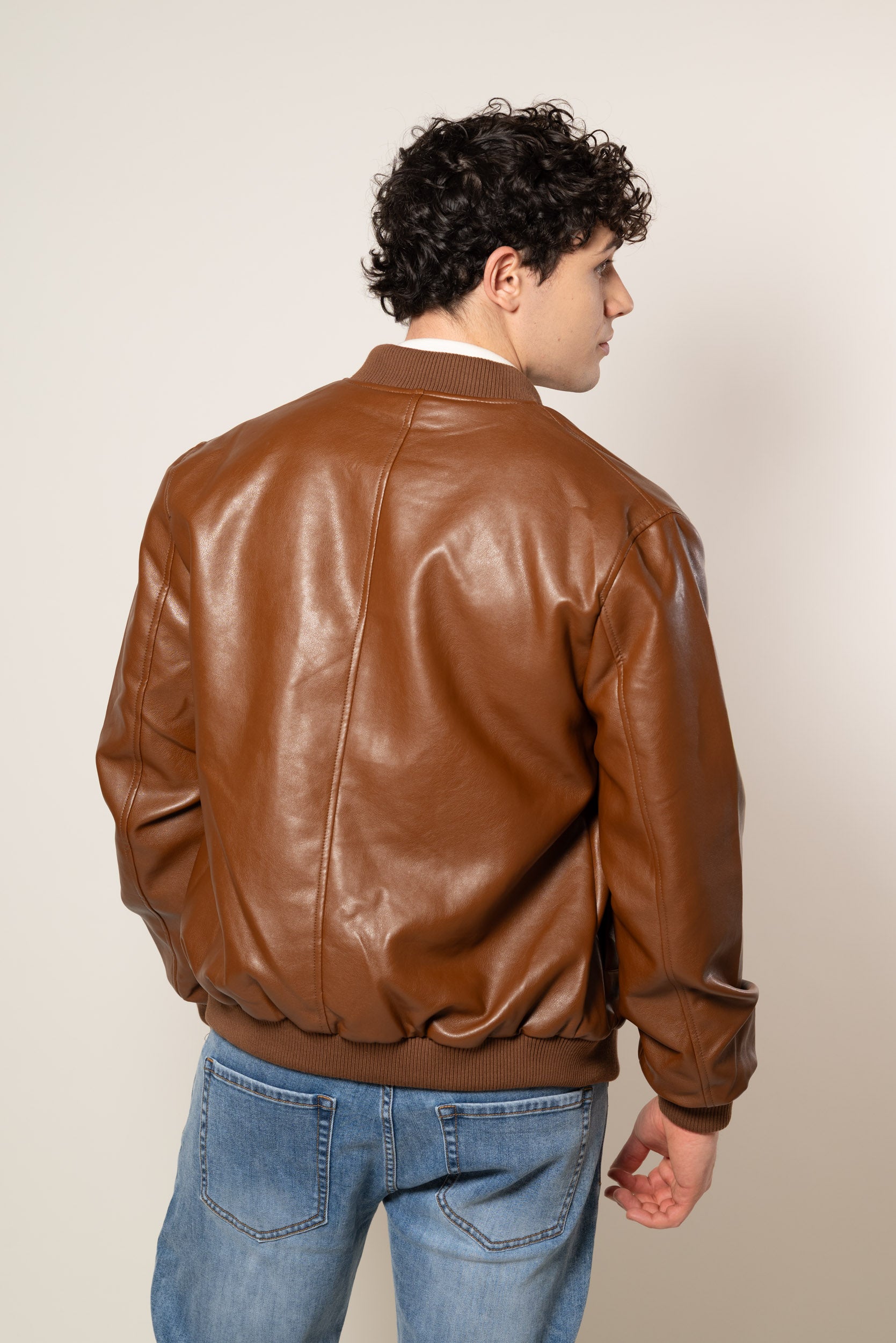 Bomber effetto pelle|Colore:Cuoio