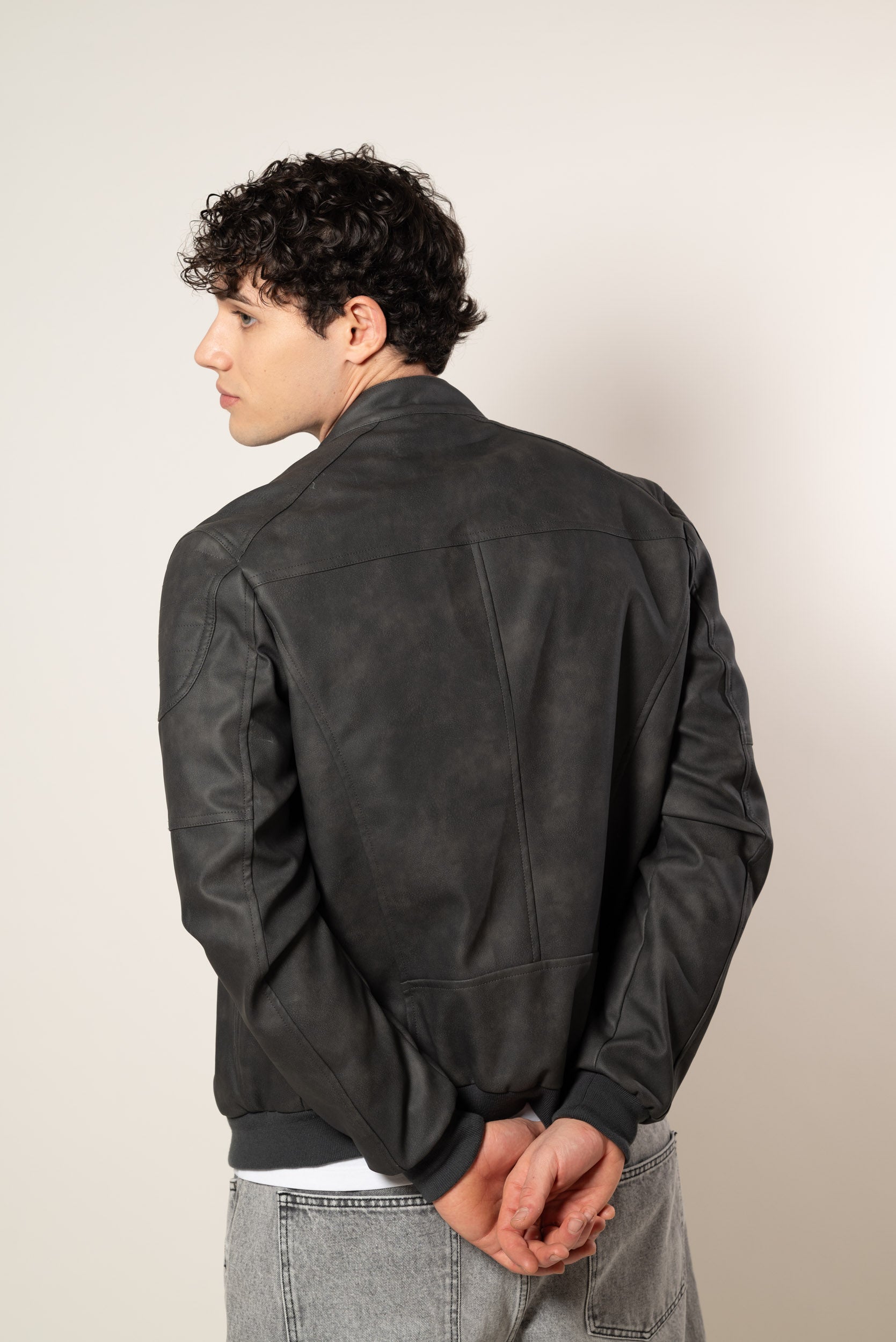 Giubbino effetto pelle|Colore:Nero