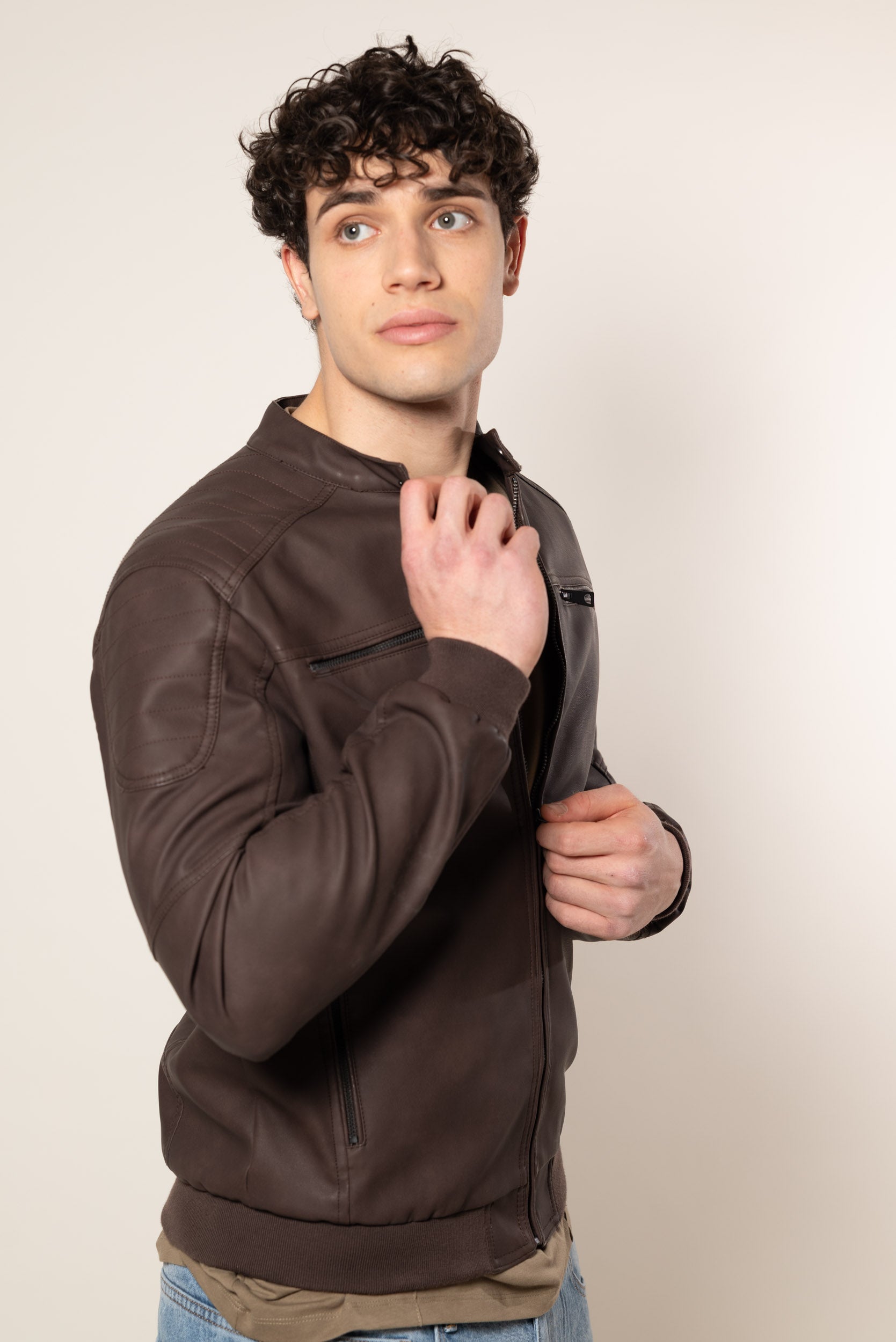 Giubbino effetto pelle|Colore:Marrone