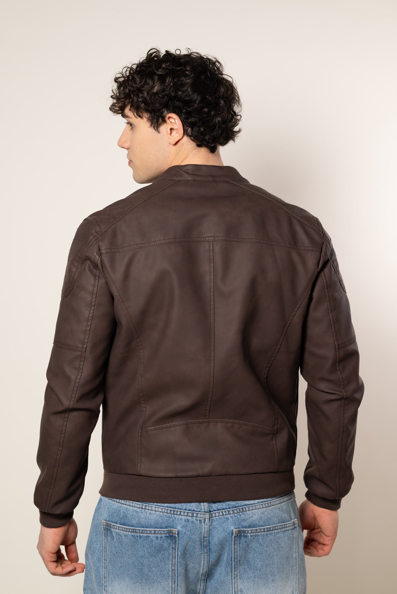 Giubbino effetto pelle|Colore:Marrone