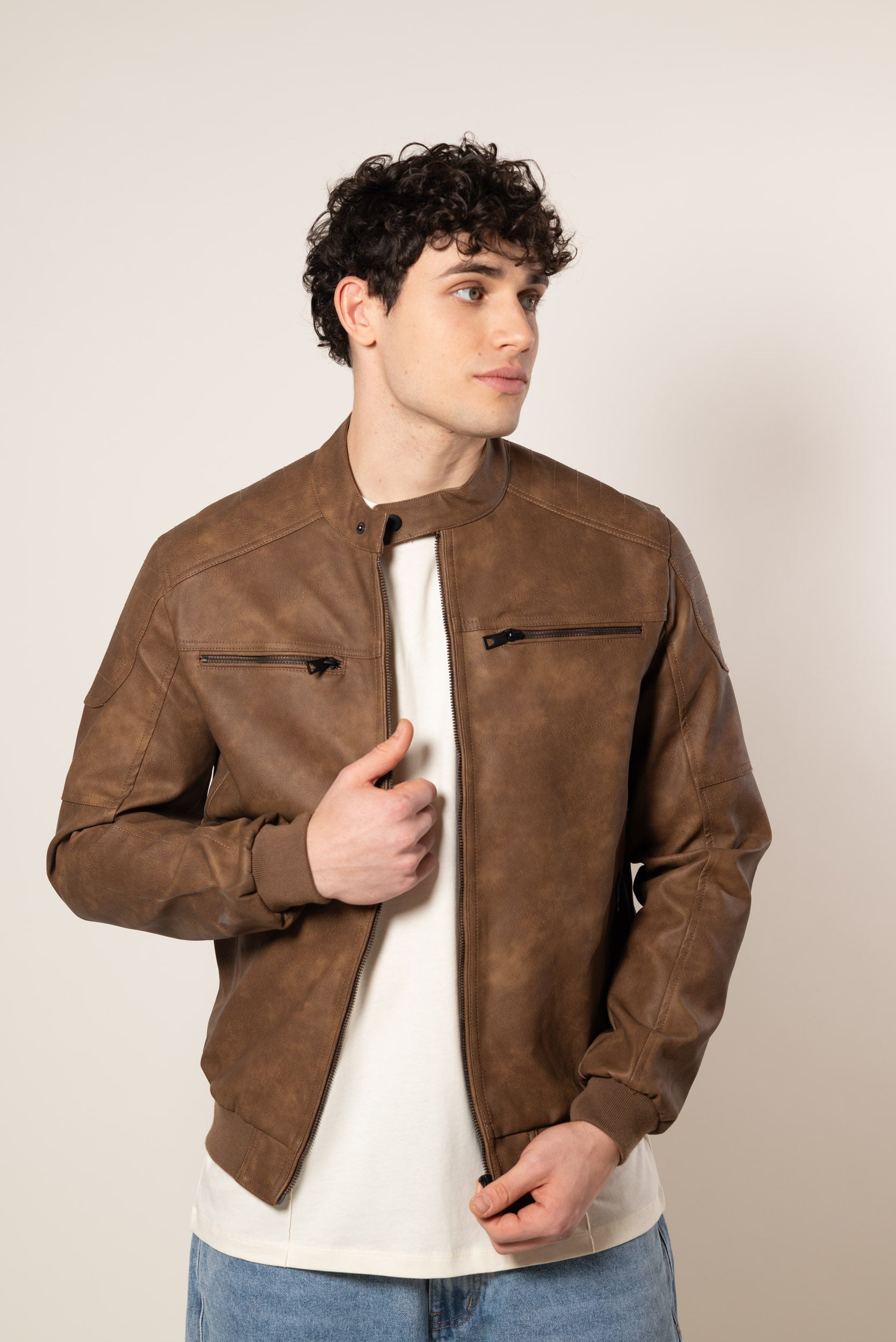 Giubbino effetto pelle|Colore:Cuoio