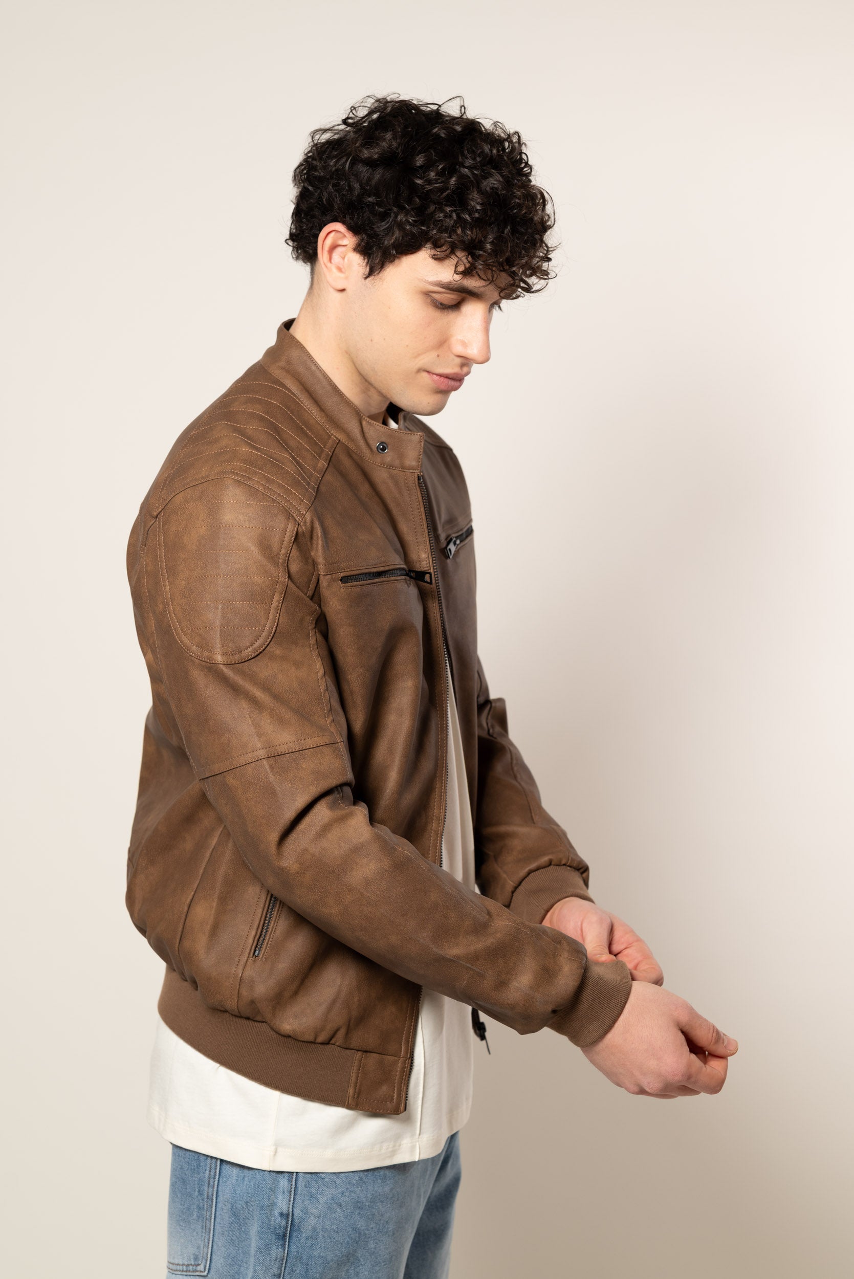 Giubbino effetto pelle|Colore:Cuoio