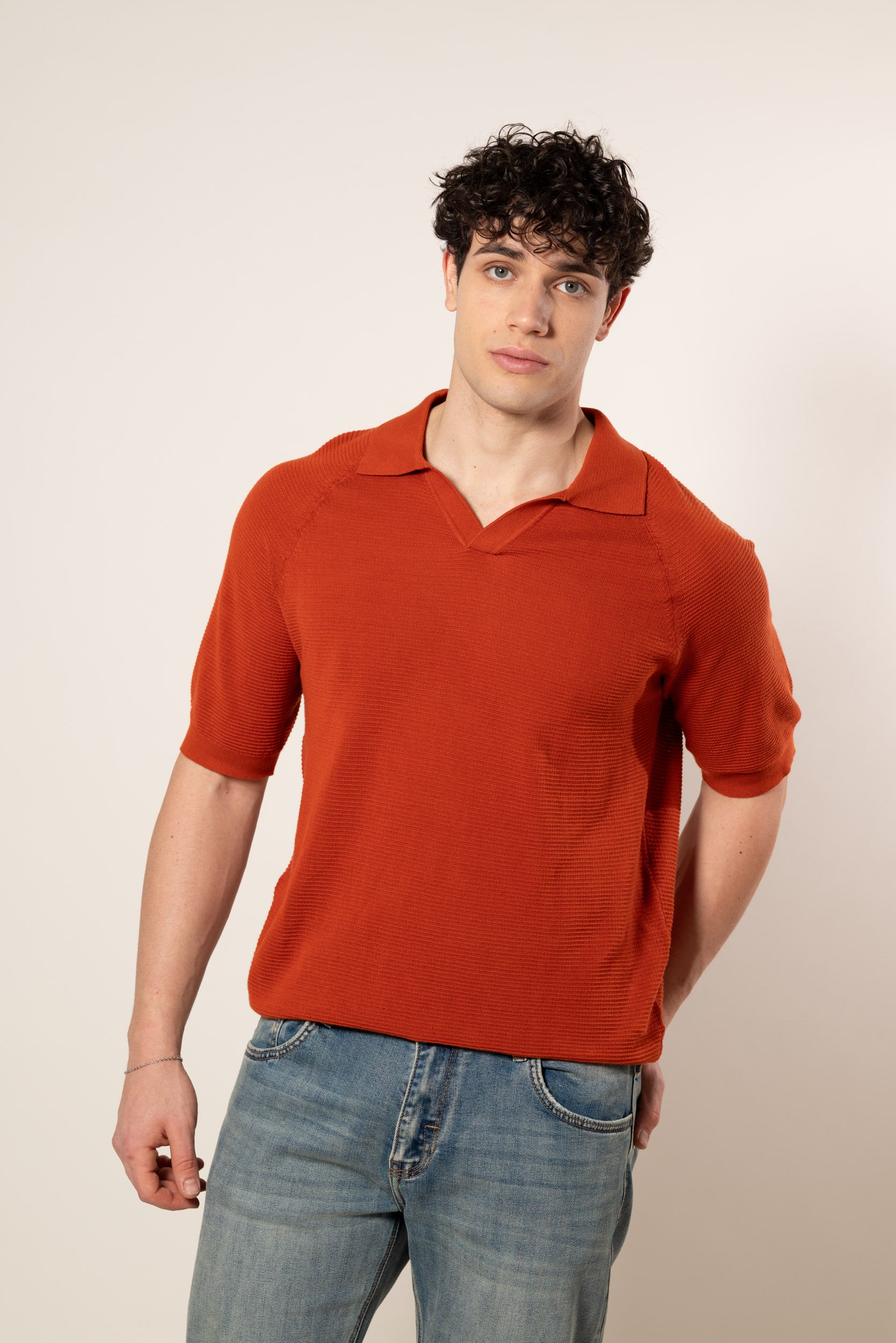 Polo in Maglia|Colore:Tegola