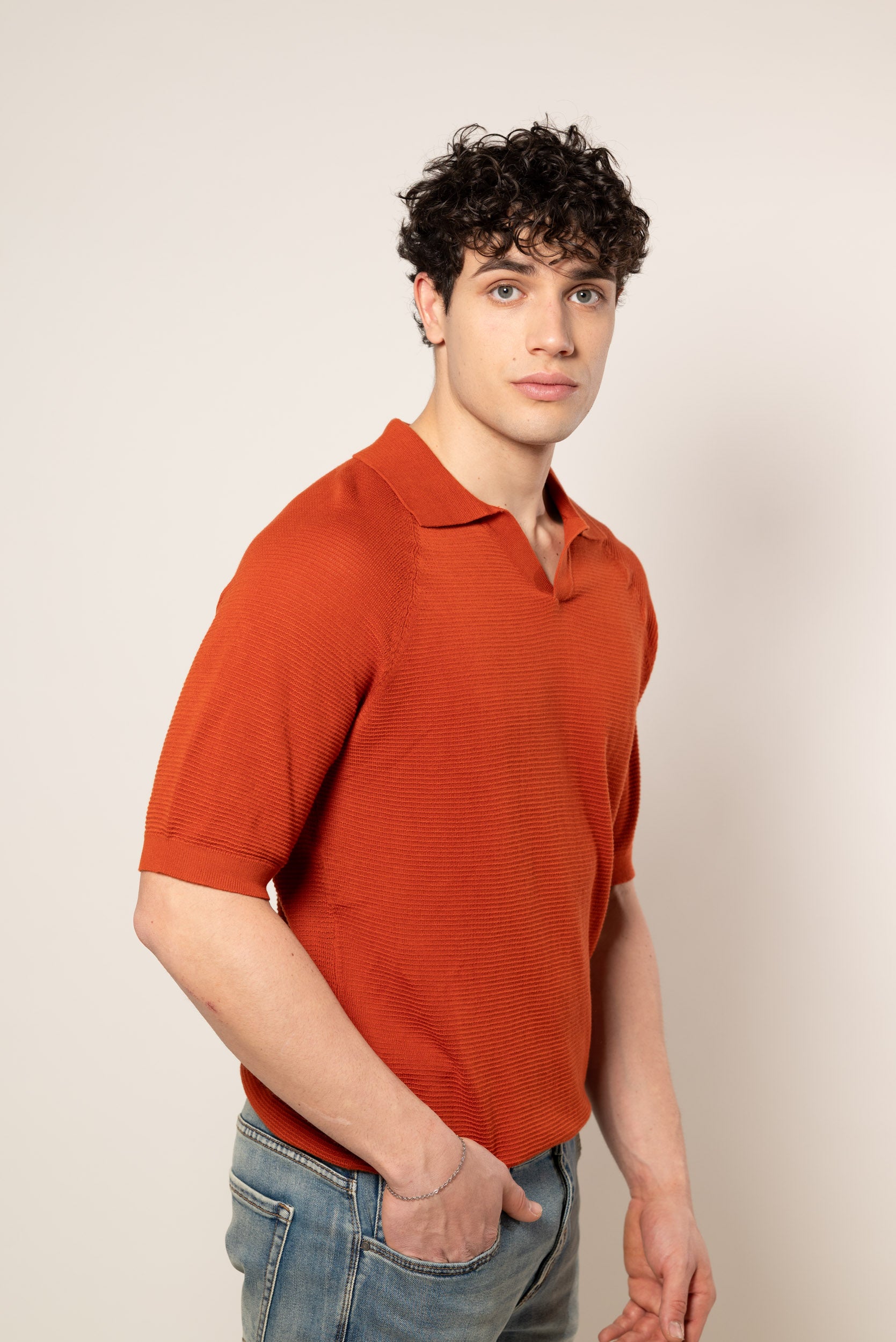 Polo in Maglia|Colore:Tegola