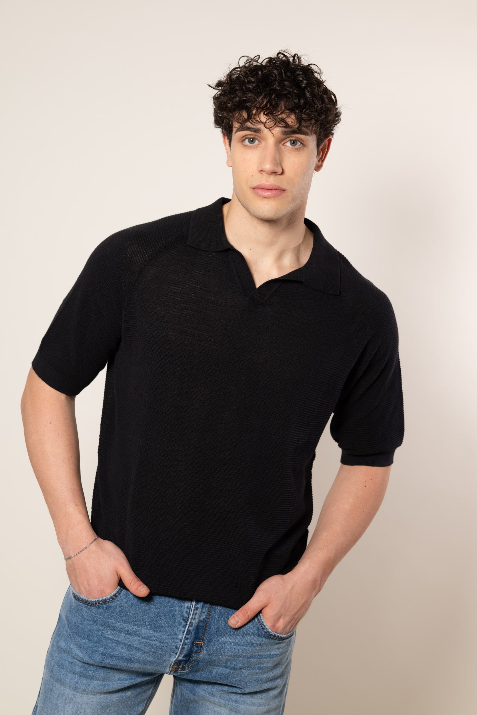 Polo in Maglia|Colore:Nero