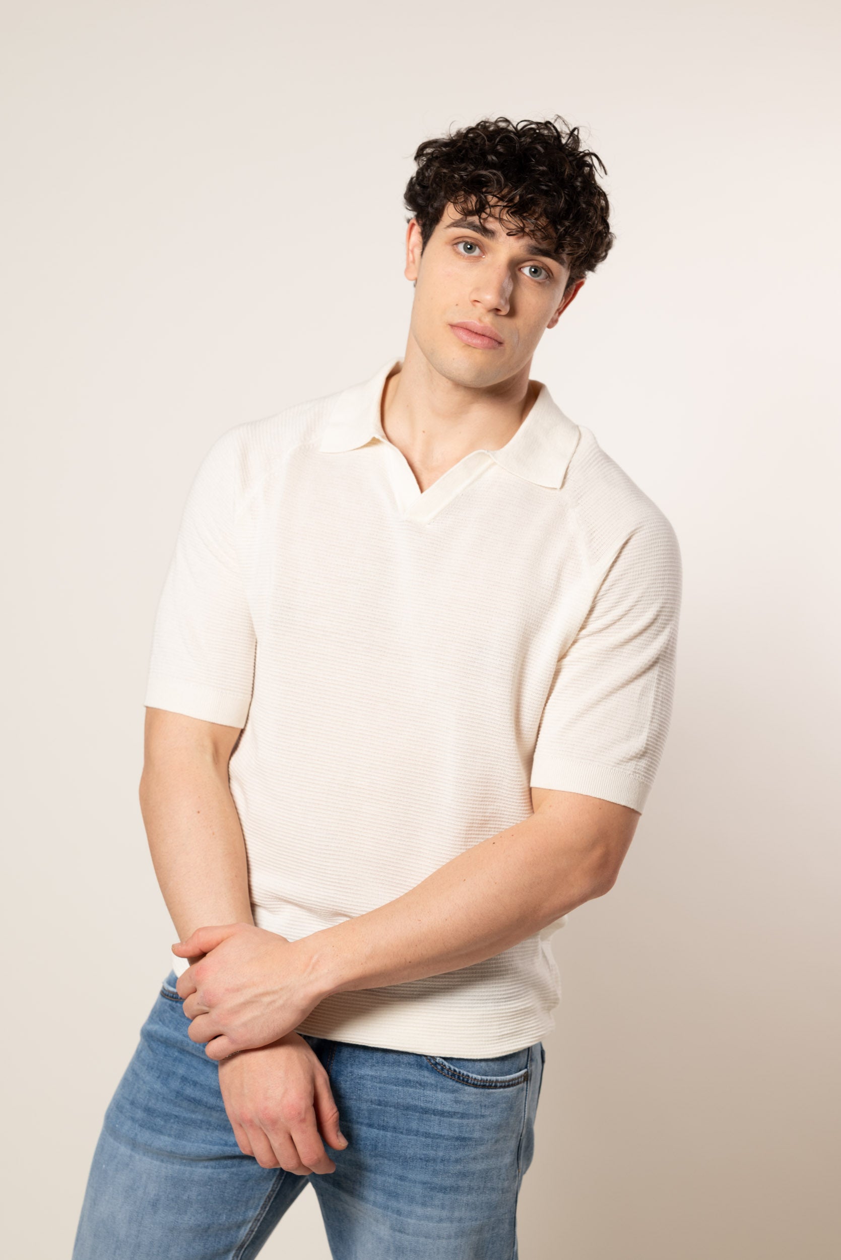 Polo in Maglia|Colore:Panna