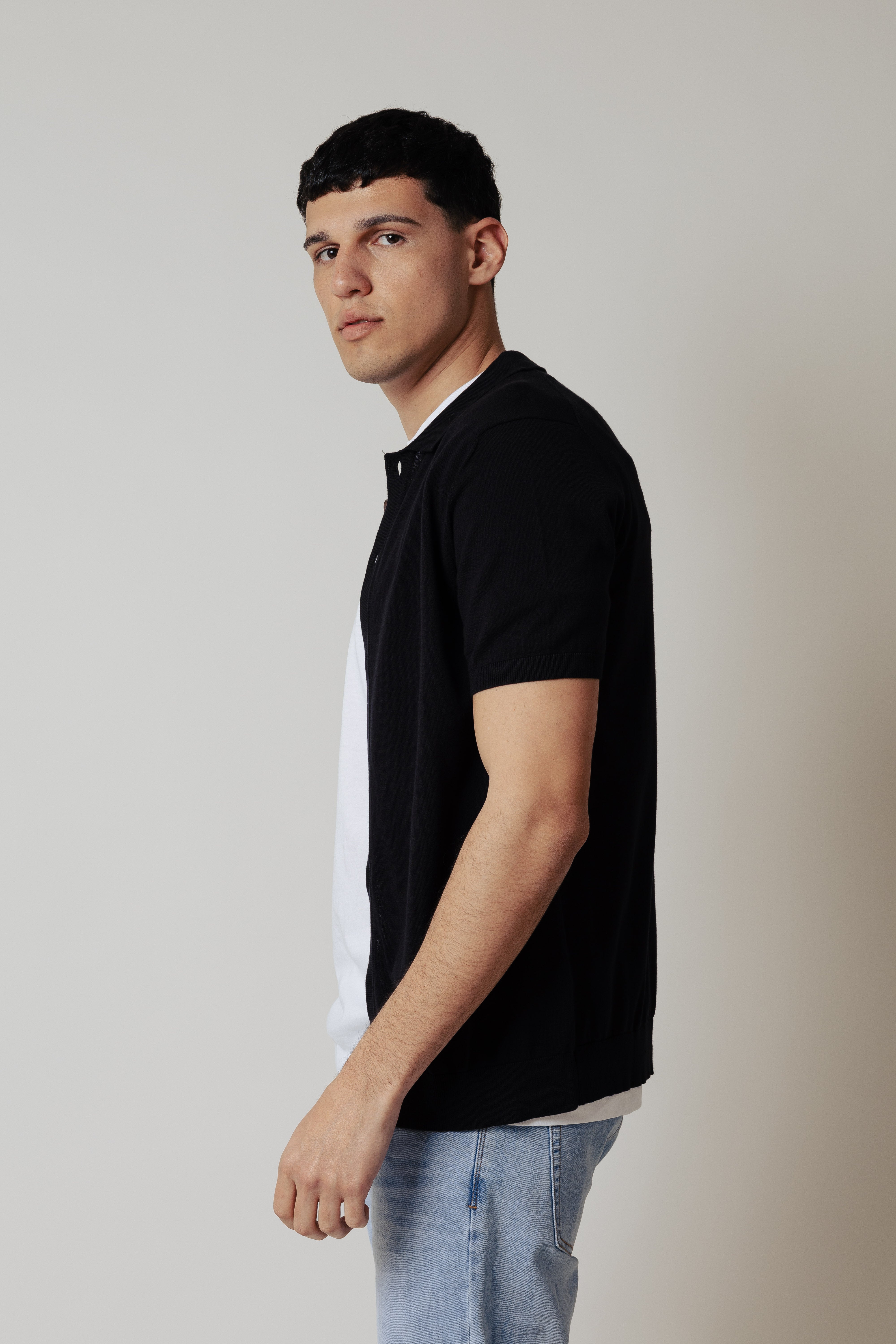 Polo Cardigan|Colore:Nero