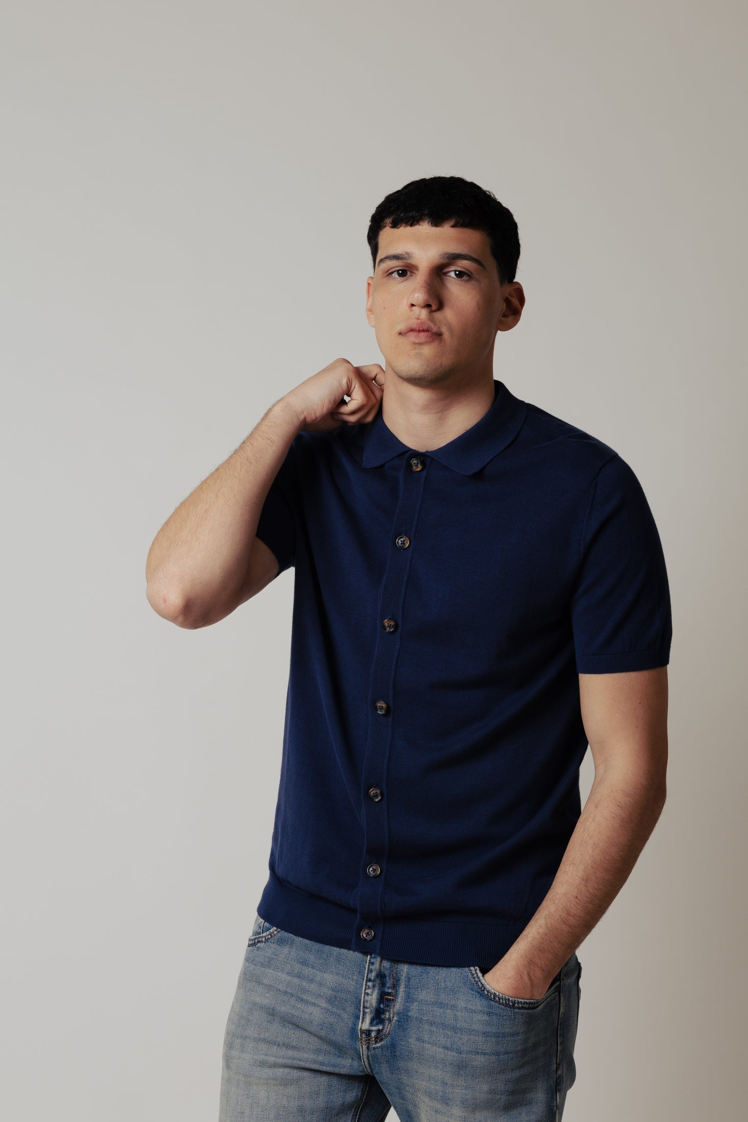 Polo Cardigan|Colore:Blu