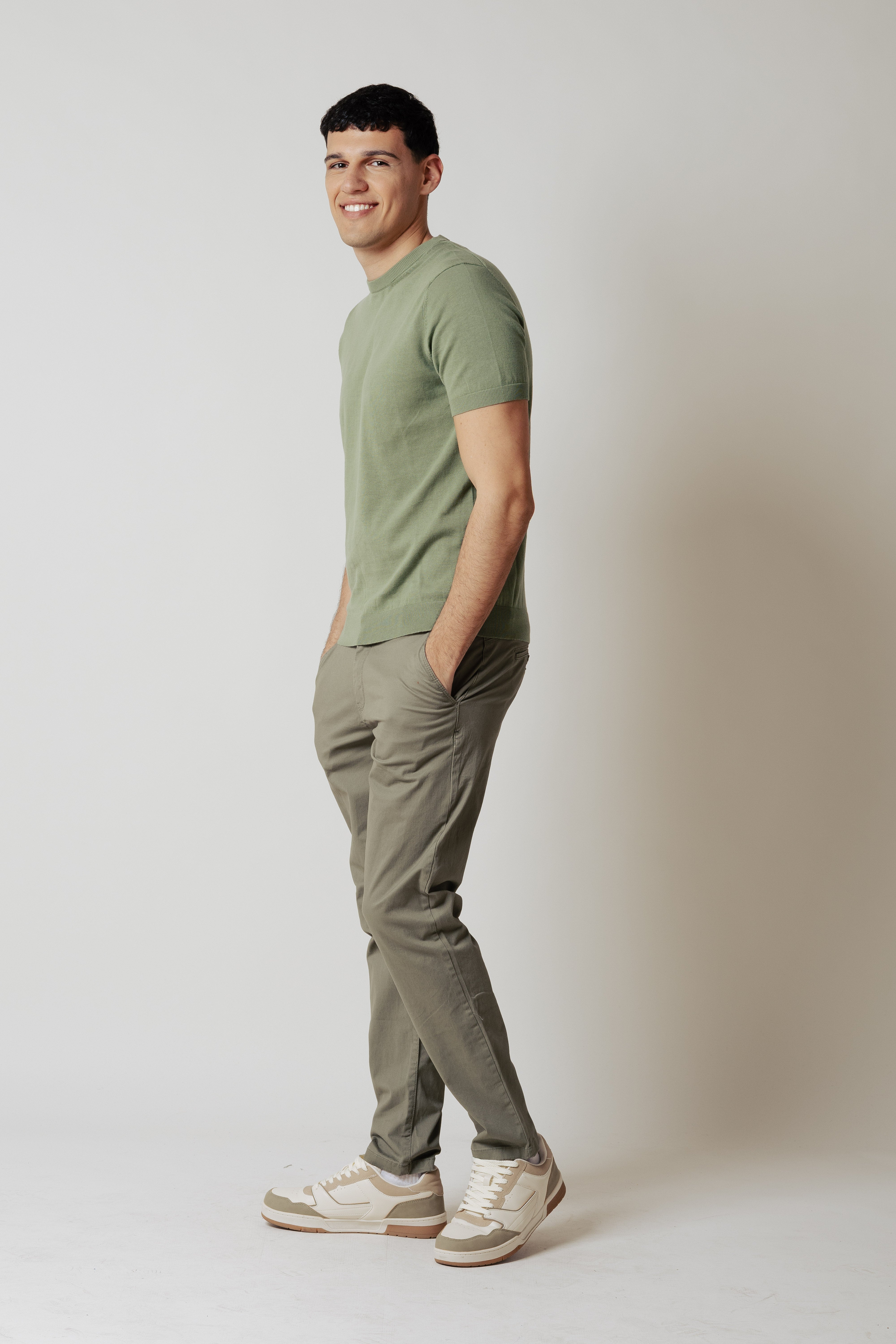 T_Shirt in maglia|Colore:Verde oliva