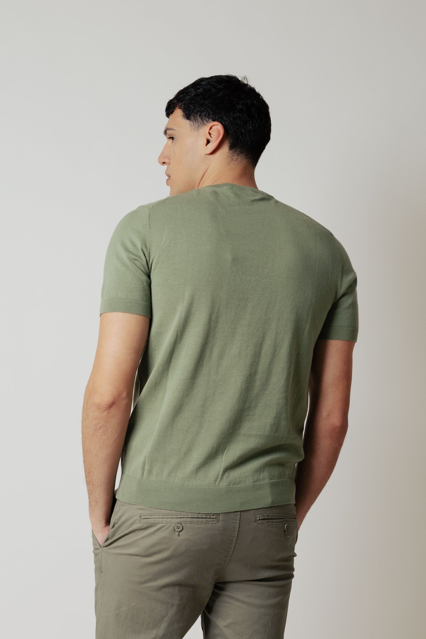 T_Shirt in maglia|Colore:Verde oliva