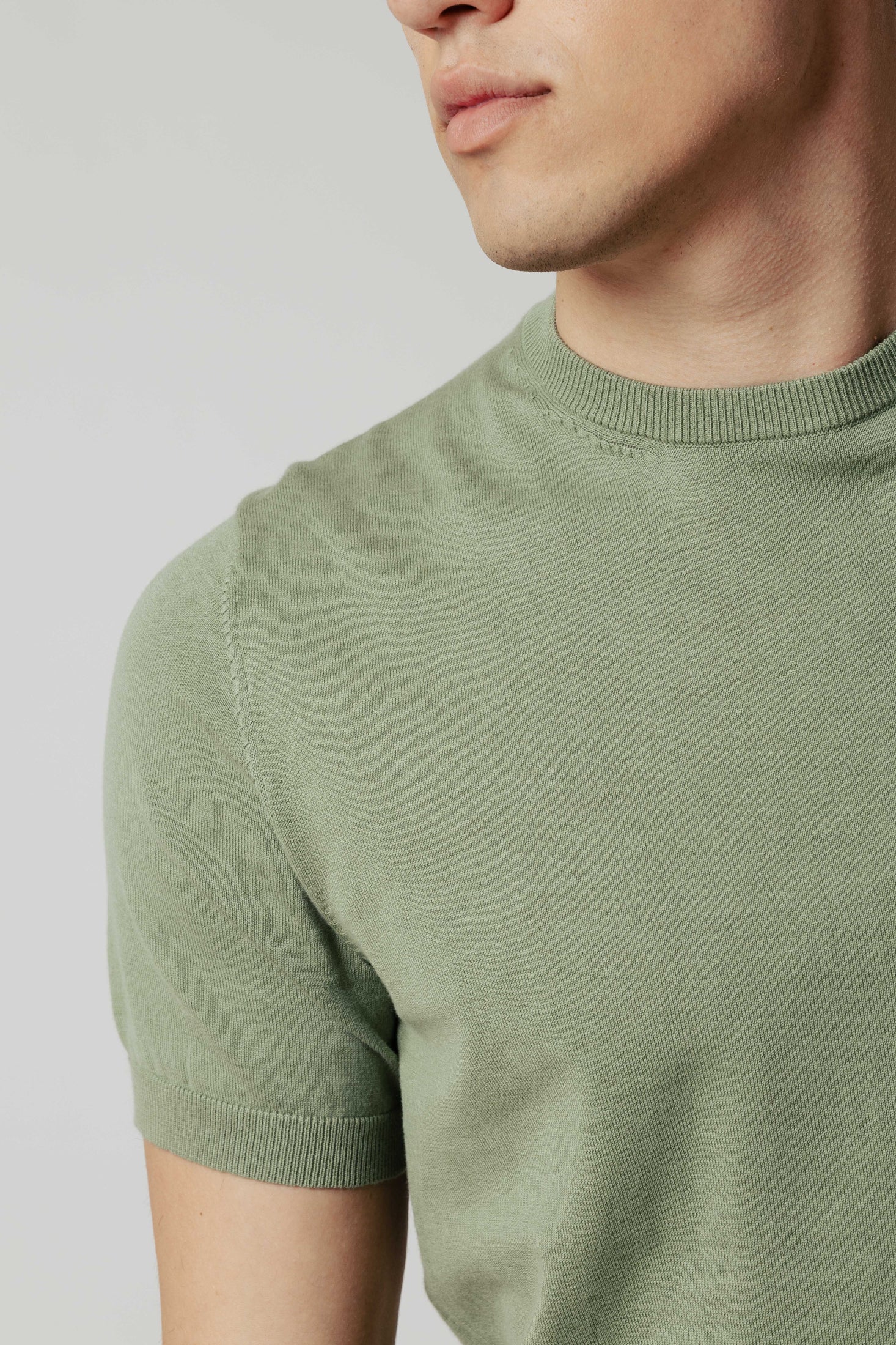 T_Shirt in maglia|Colore:Verde oliva