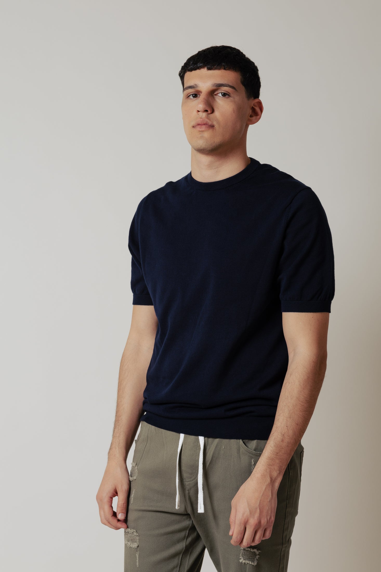 T_Shirt in maglia|Colore:Blu navy