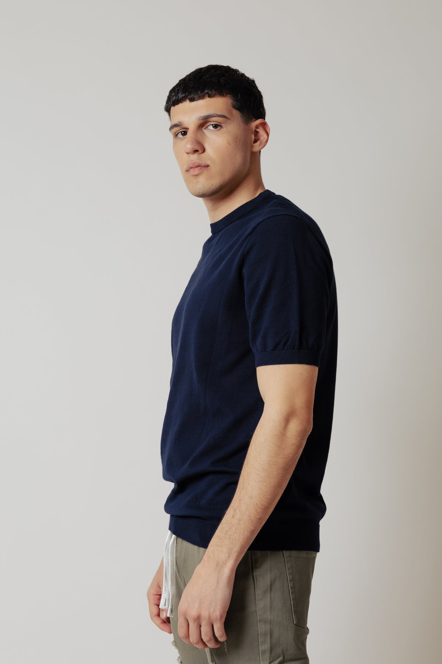 T_Shirt in maglia|Colore:Blu navy