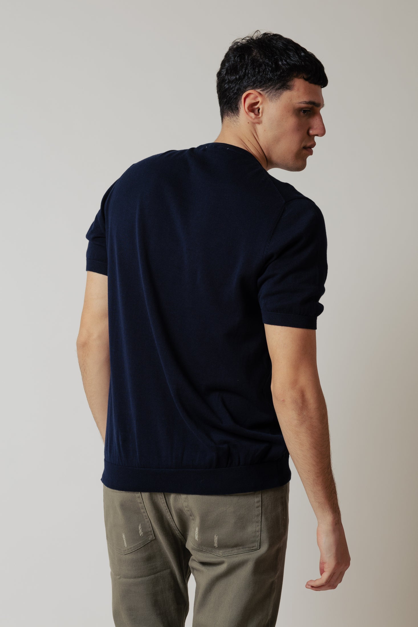 T_Shirt in maglia|Colore:Blu navy