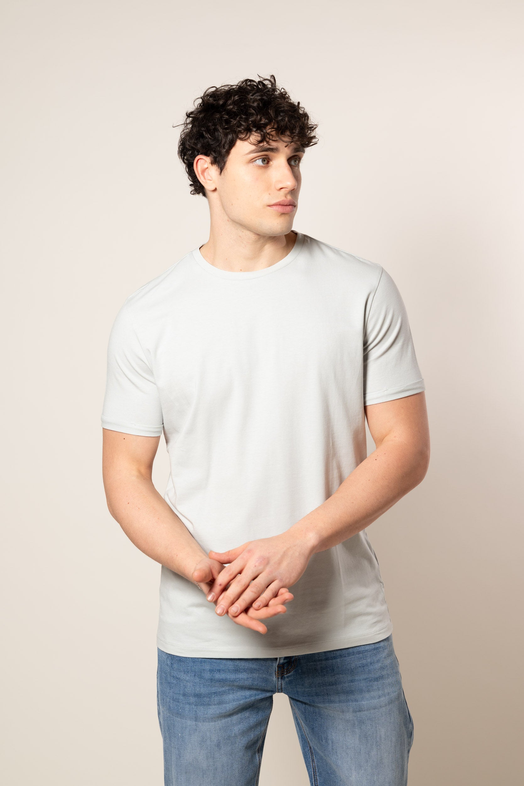 T-Shirt con risvolto|Colore:Grigio perla