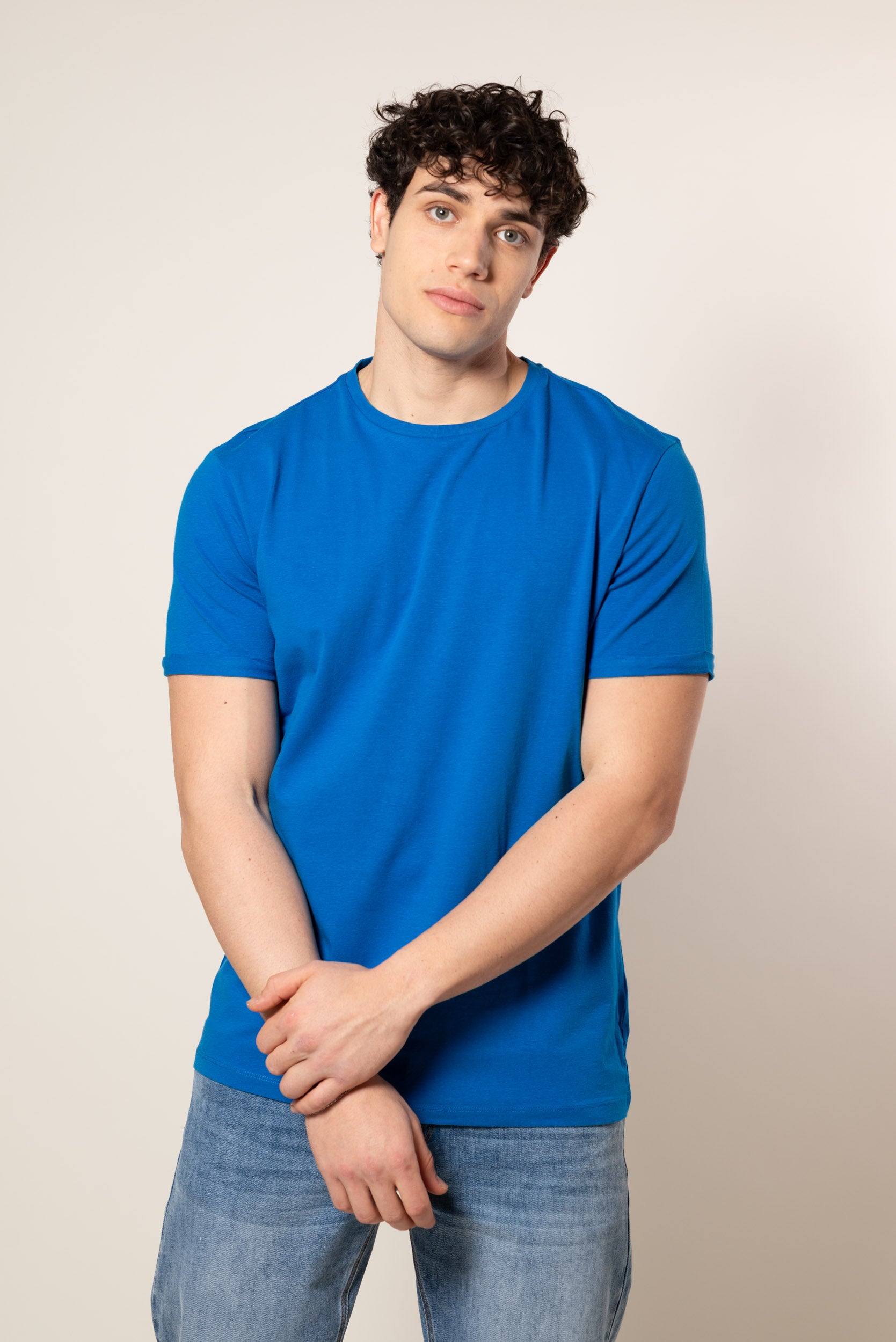 T-Shirt con risvolto|Colore:Blu royal