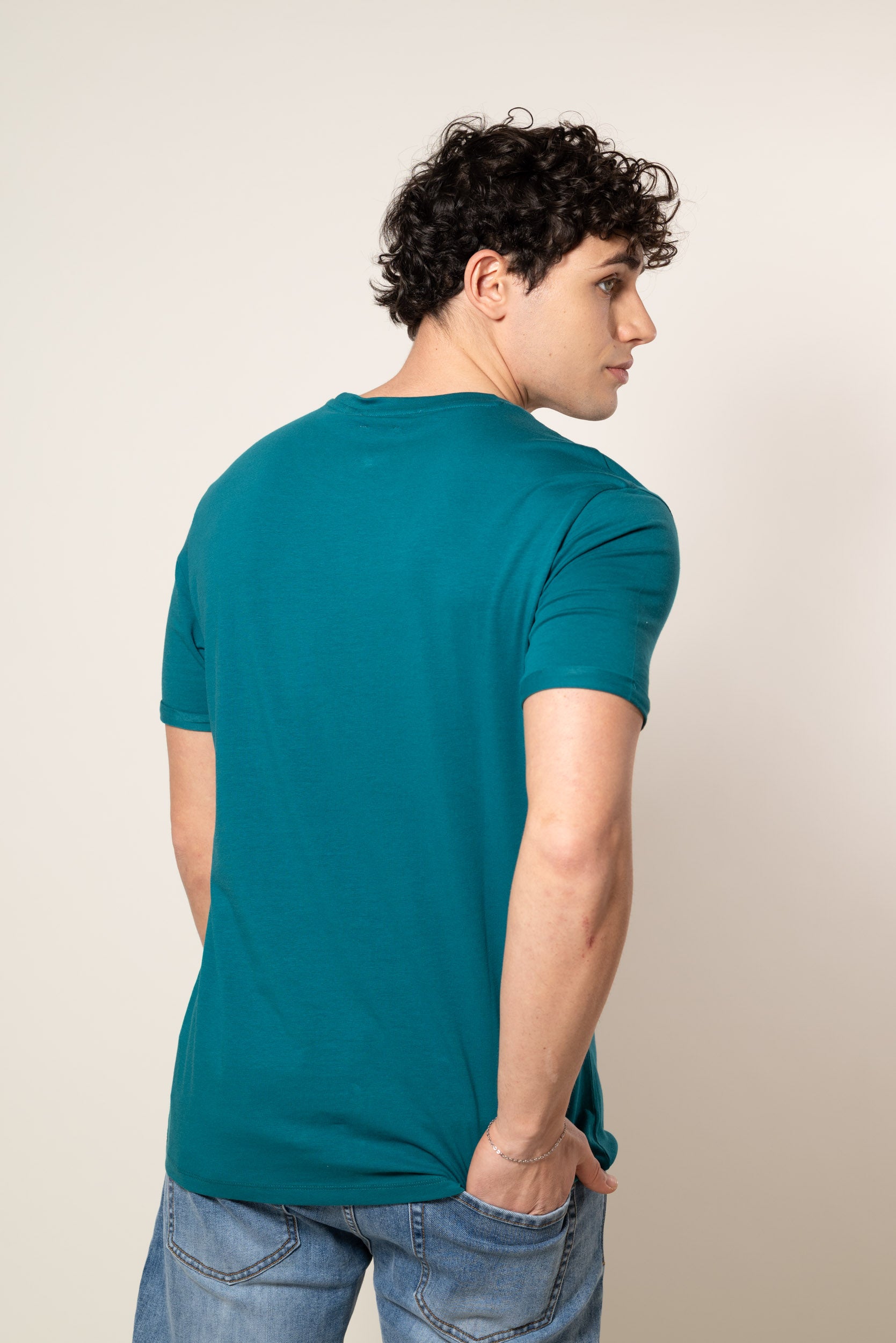 T-Shirt con risvolto|Colore:Ottanio