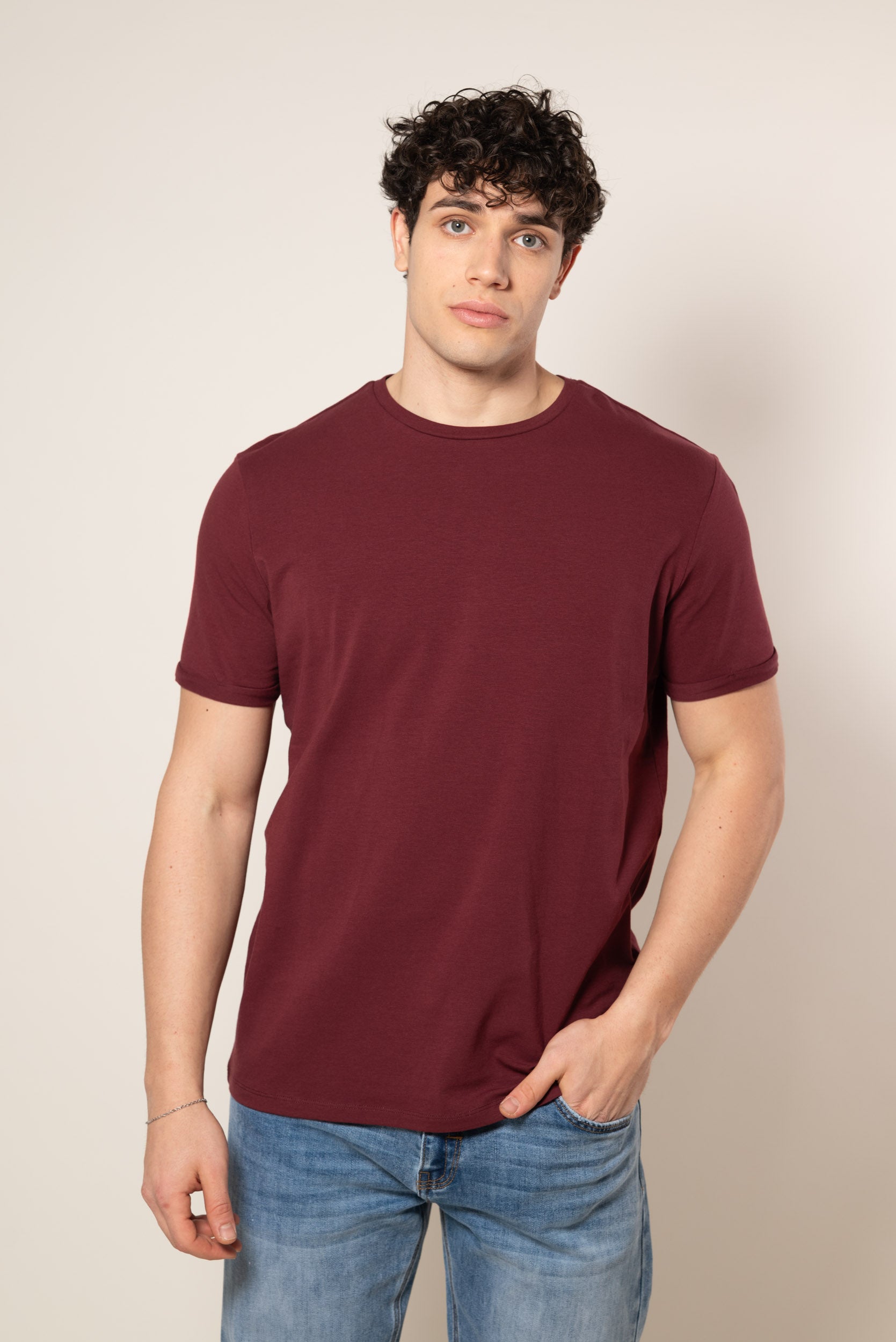 T-Shirt con risvolto|Colore:Bordeaux