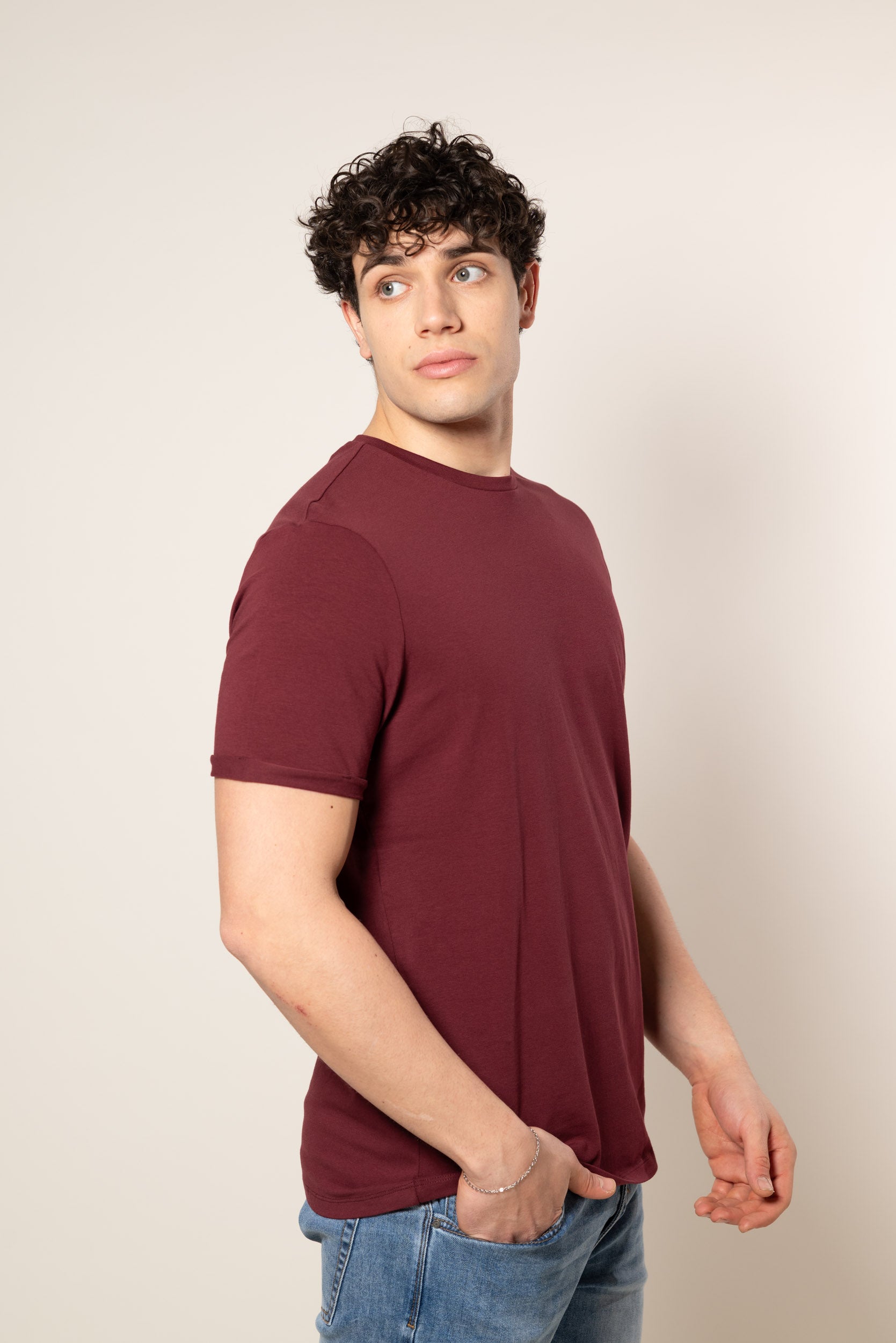 T-Shirt con risvolto|Colore:Bordeaux