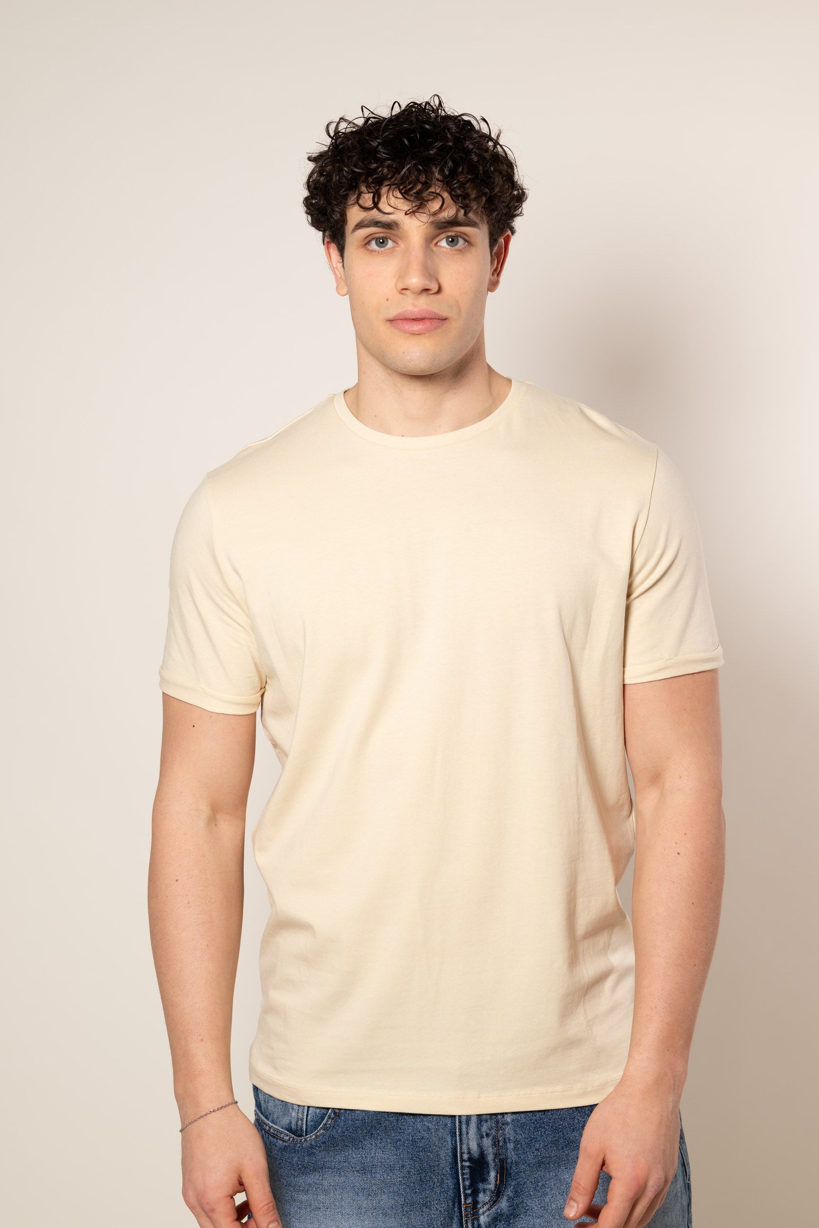 T-Shirt con risvolto|Colore:Beige