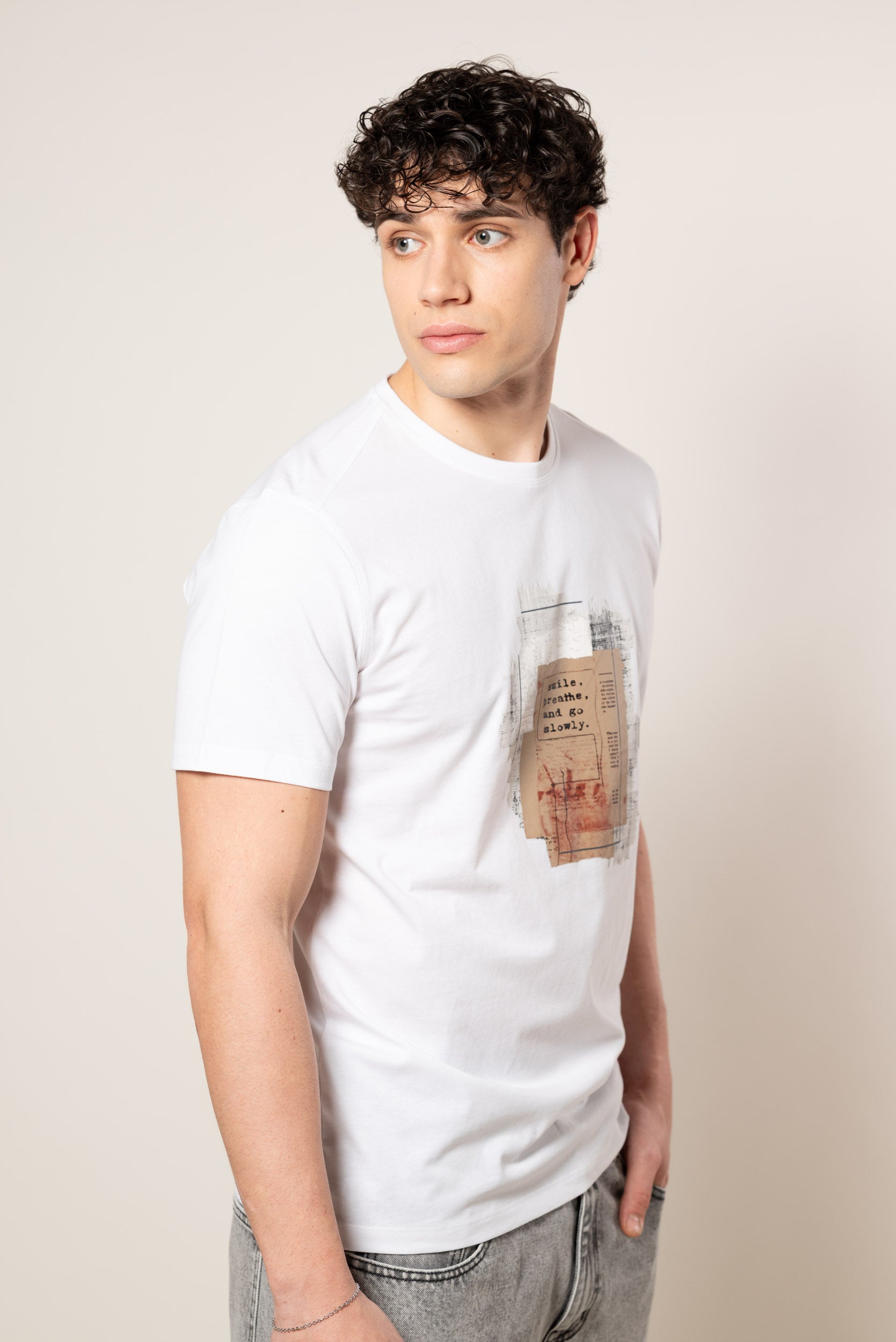 T-Shirt Slowly|Colore:Bianco