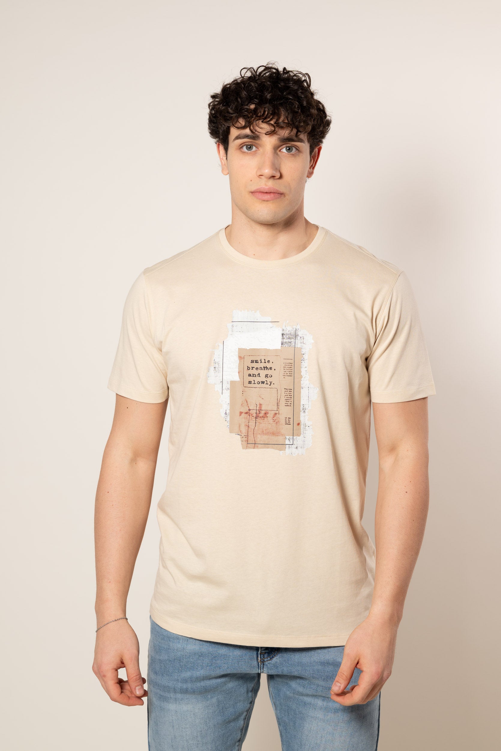 T-Shirt Slowly|Colore:Beige