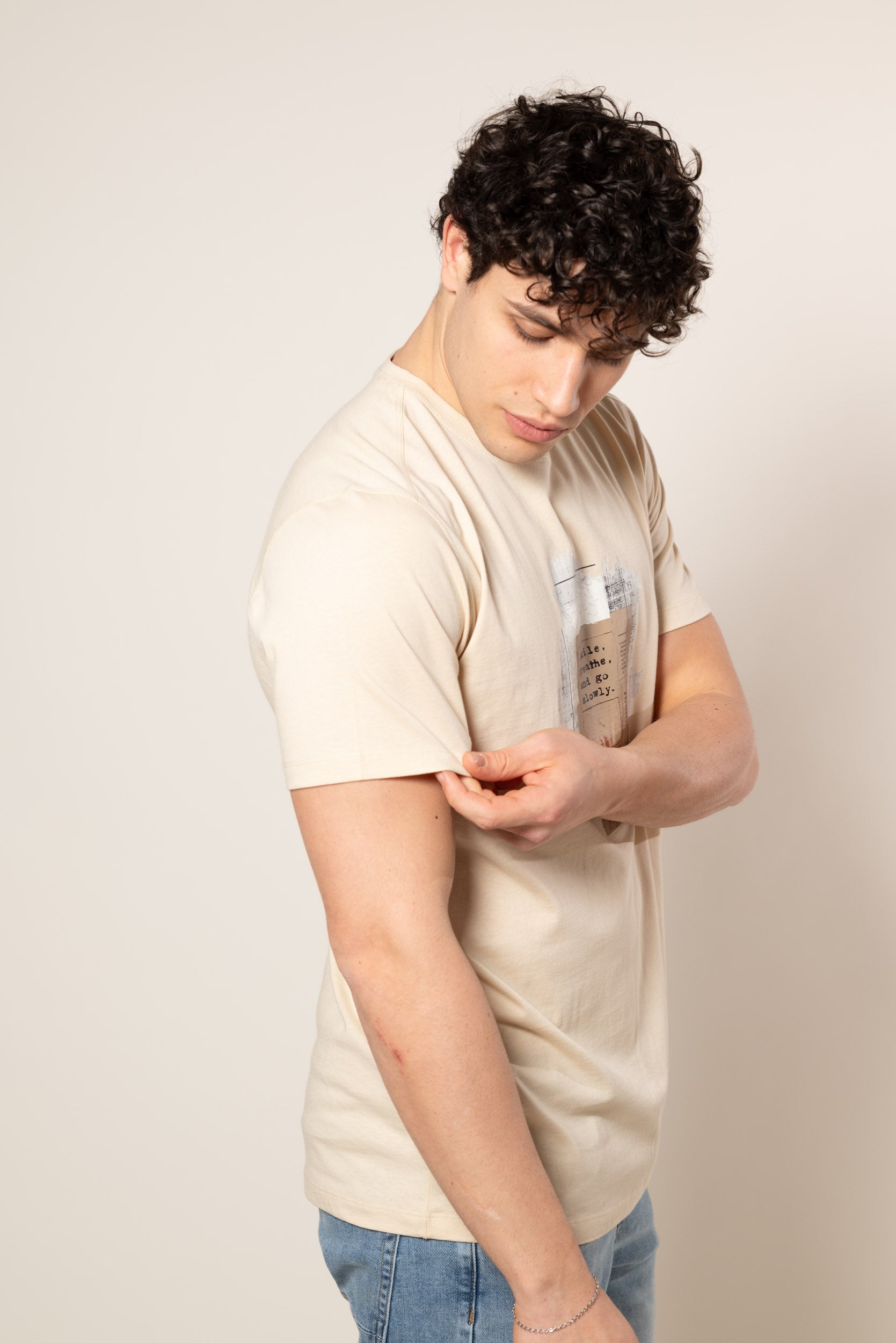 T-Shirt Slowly|Colore:Beige