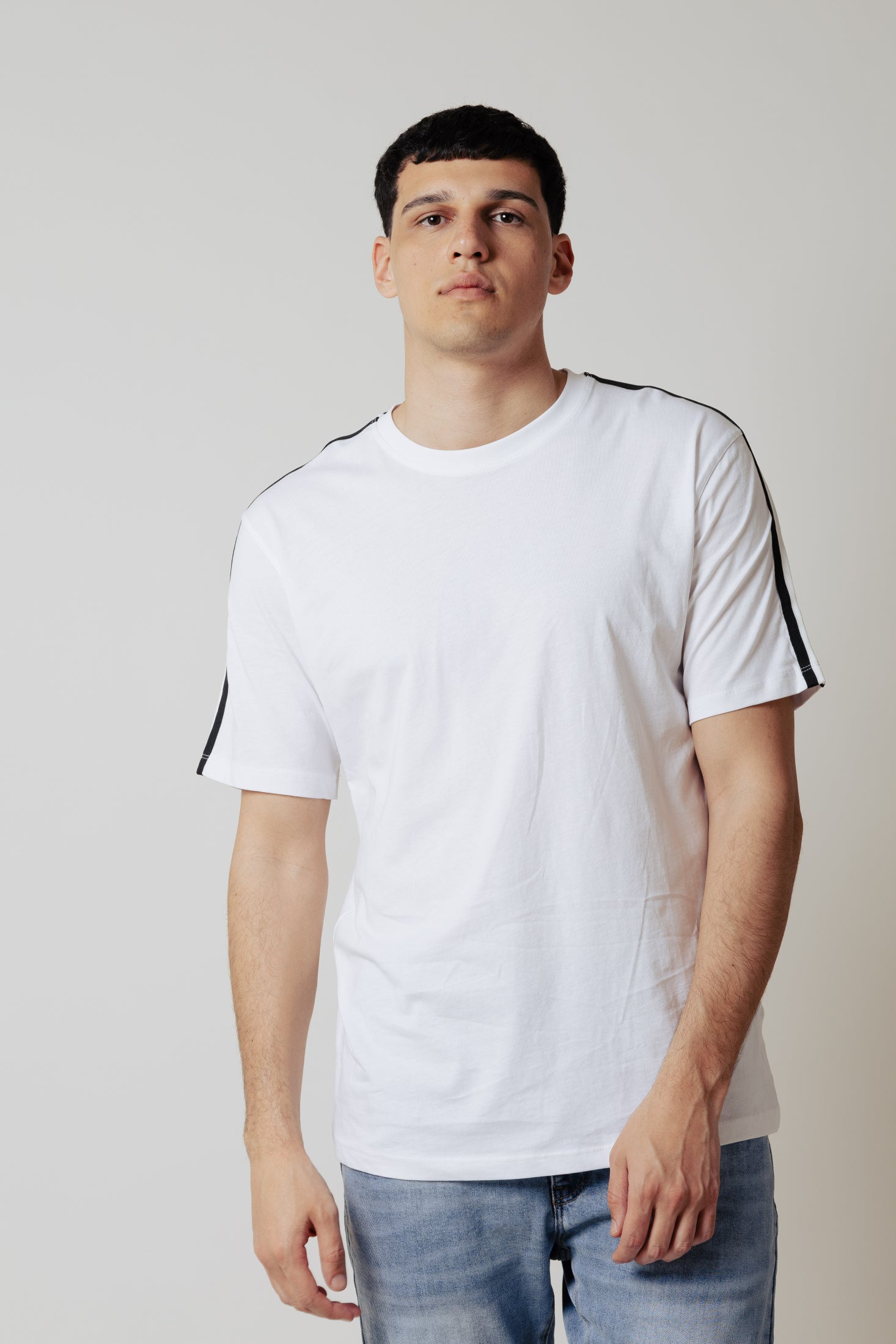 T-Shirt con bande|Colore:Bianco