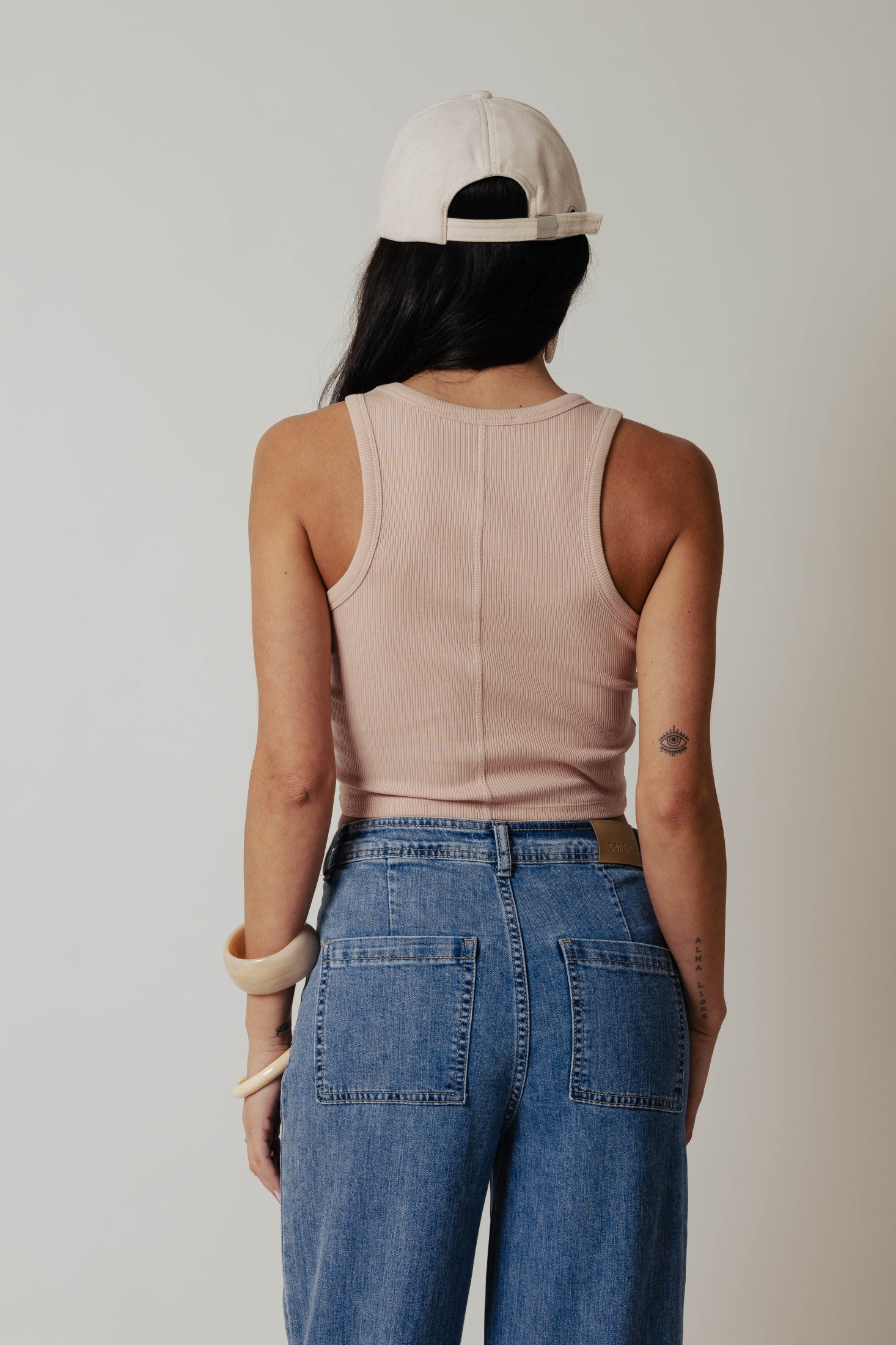 Canotta costina crop|Colore:Cipria
