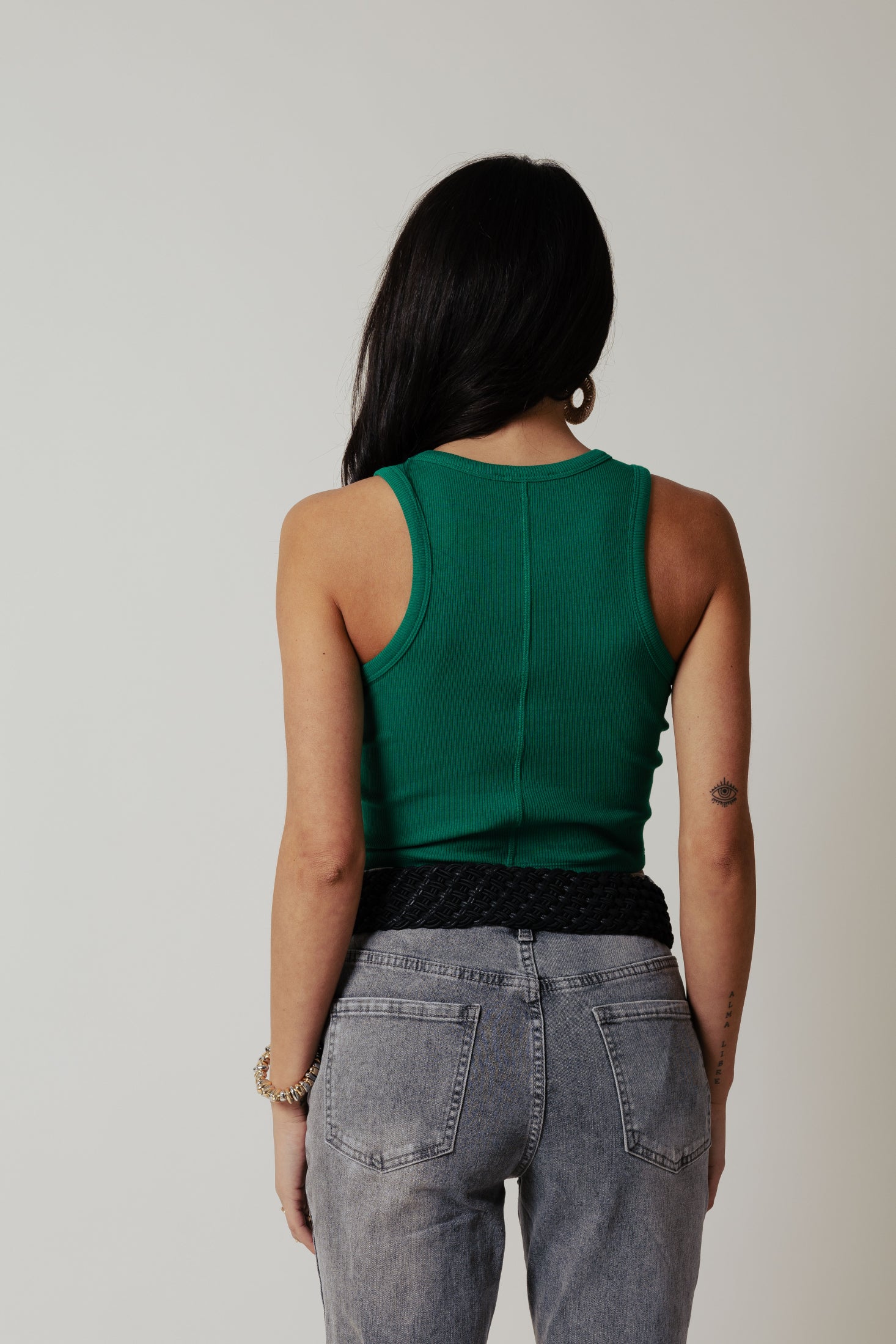 Canotta costina crop|Colore:Smeraldo