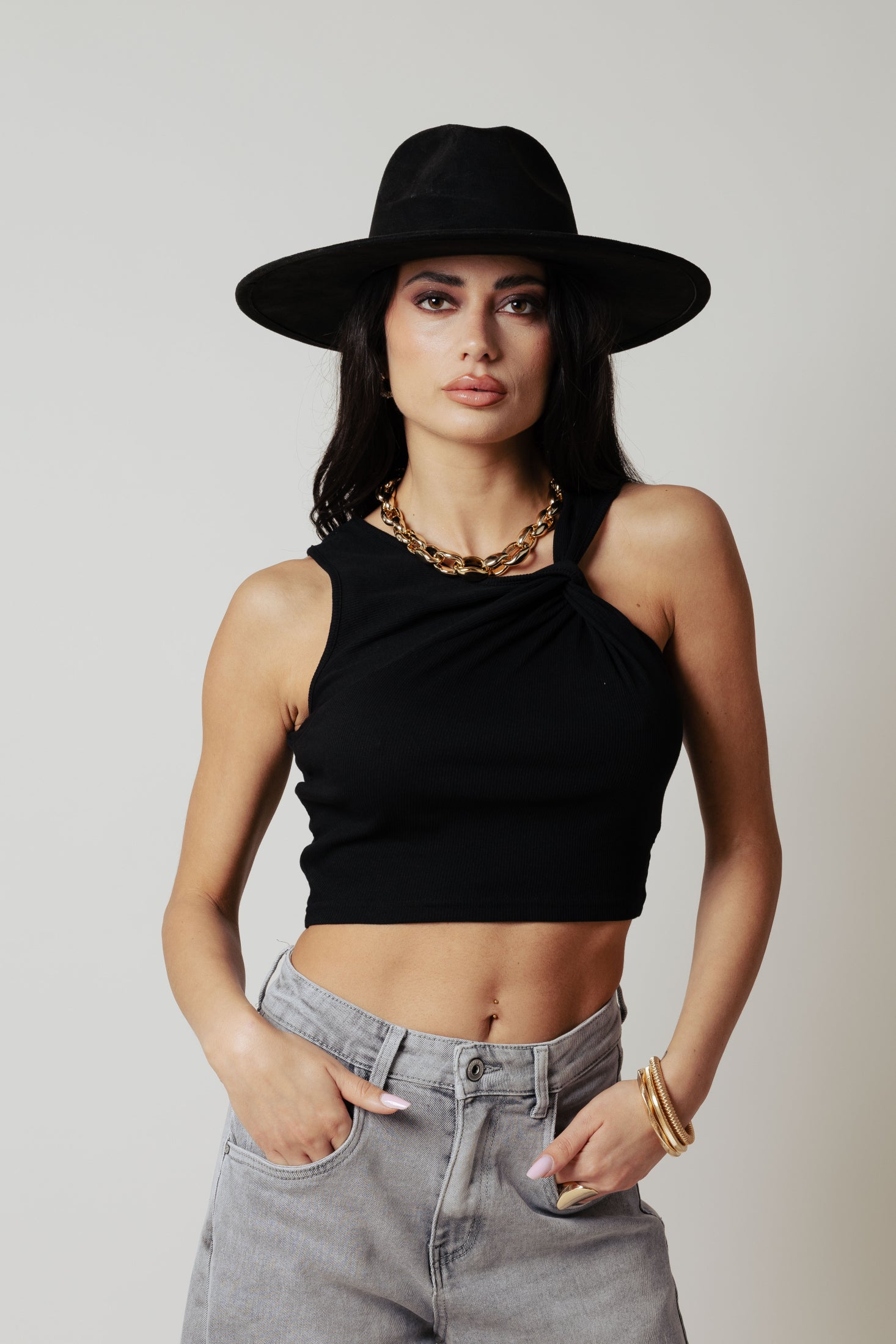 Top con nodo|Colore:Nero