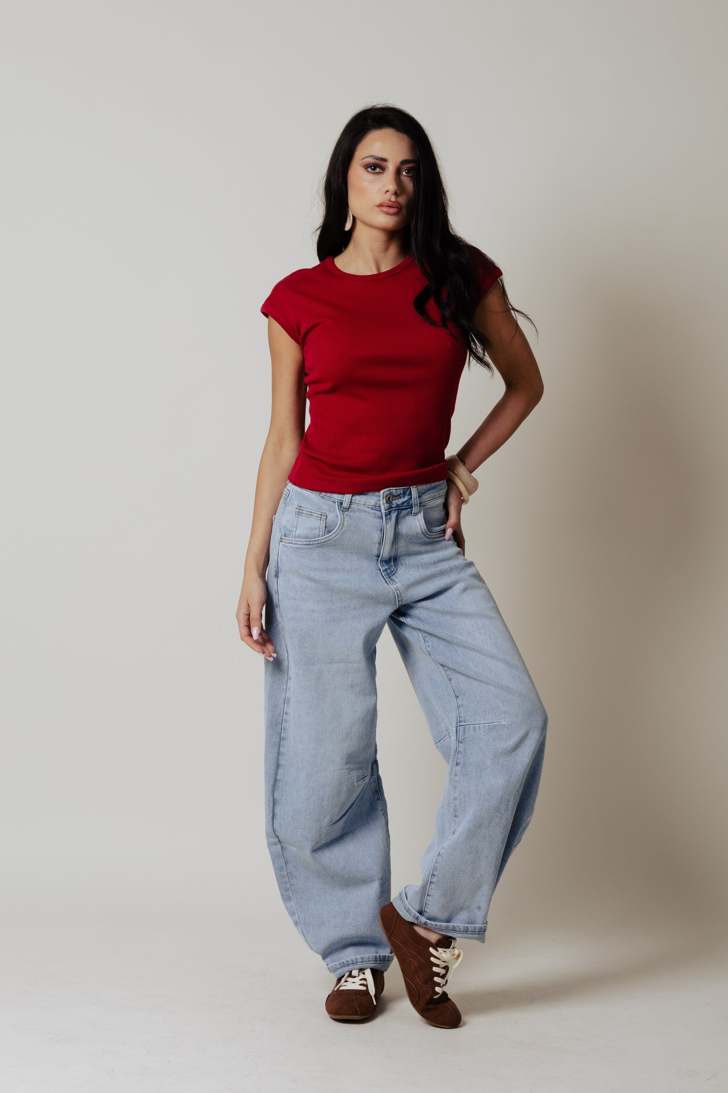 T- Shirt manica aletta |Colore:Rosso india