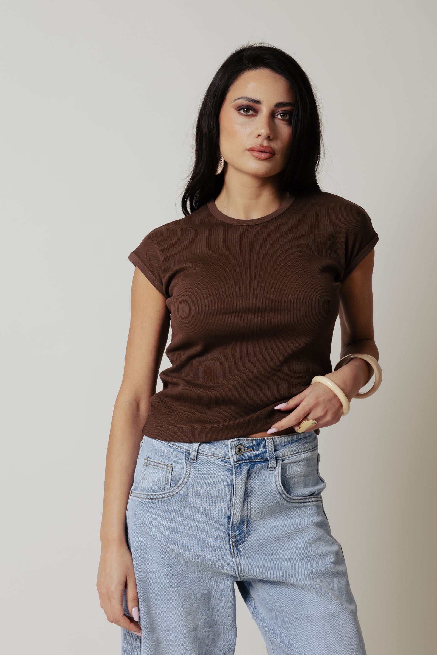 T- Shirt manica aletta |Colore:Tabacco