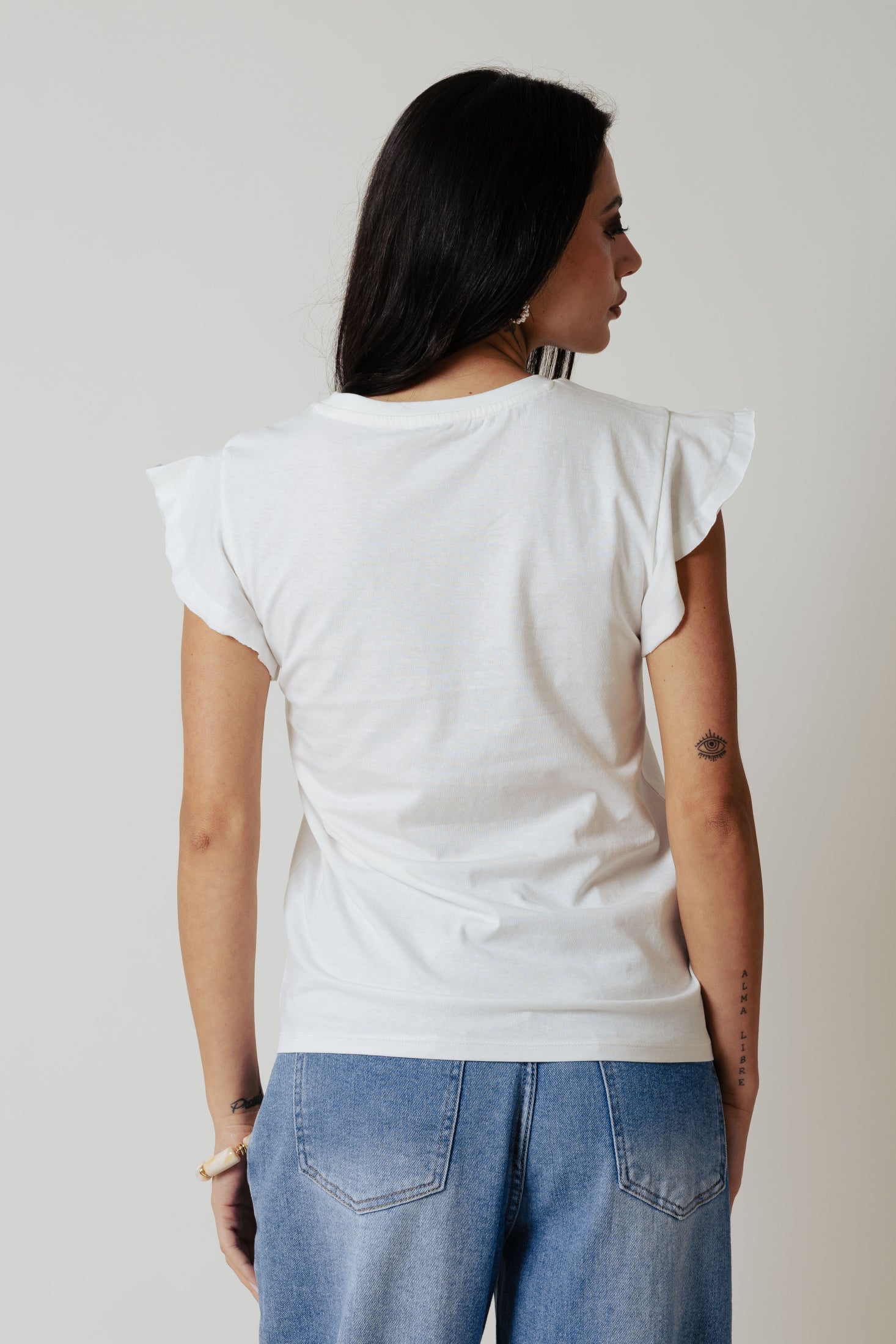 T-shirt volant|Colore:Bianco latte