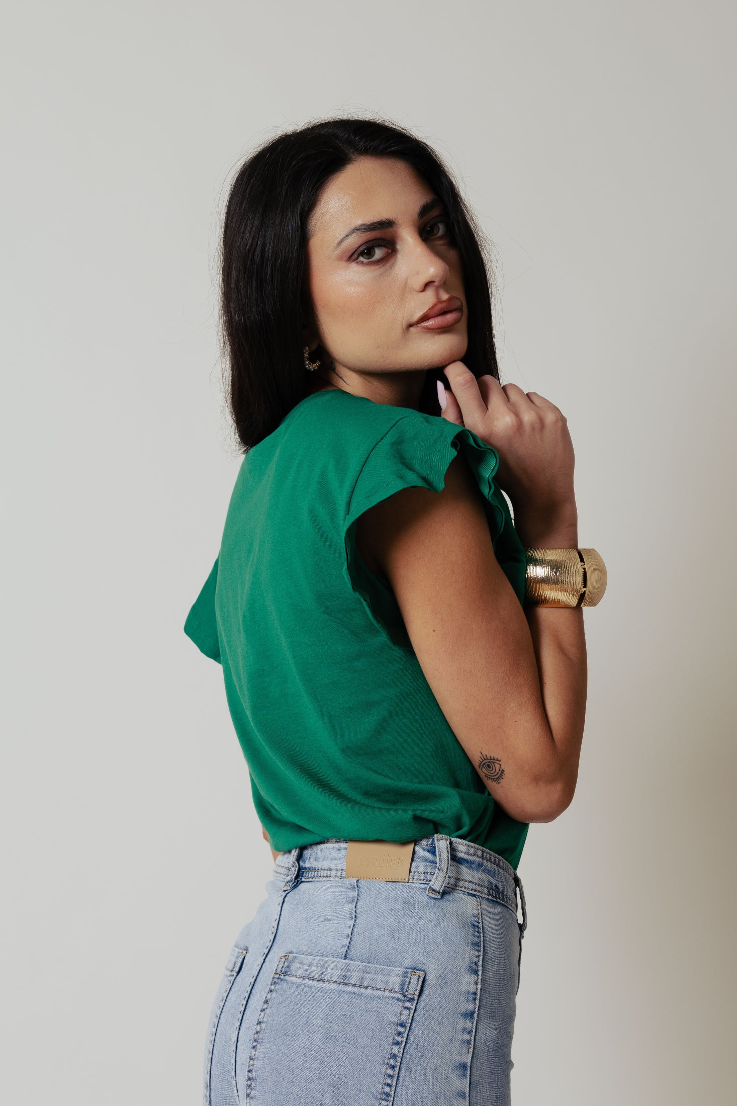 T-shirt volant|Colore:Smeraldo